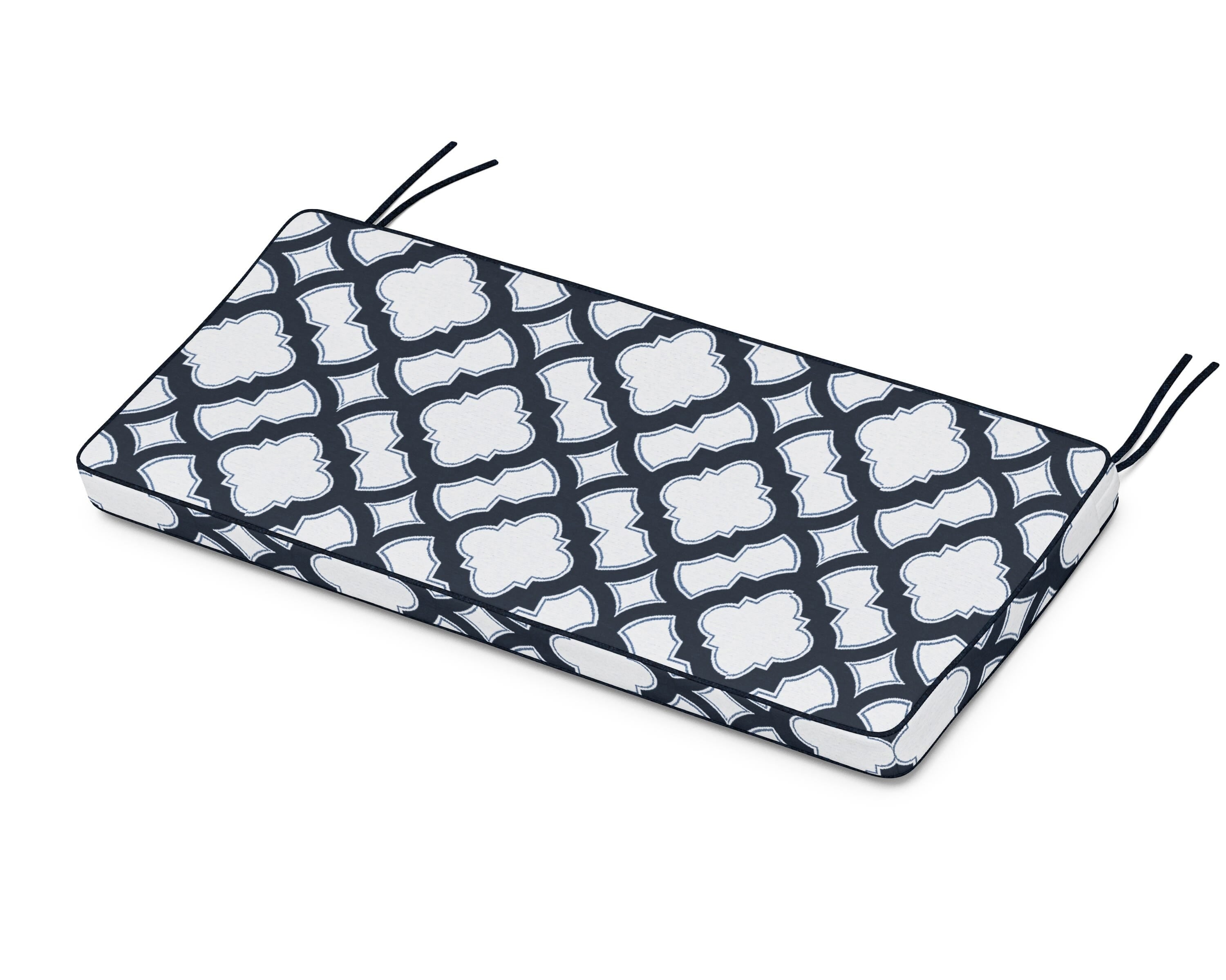 Martha Stewart by POLYWOOD® Chinoiserie Bench Seat Cushion in Trellis Marine Indigo