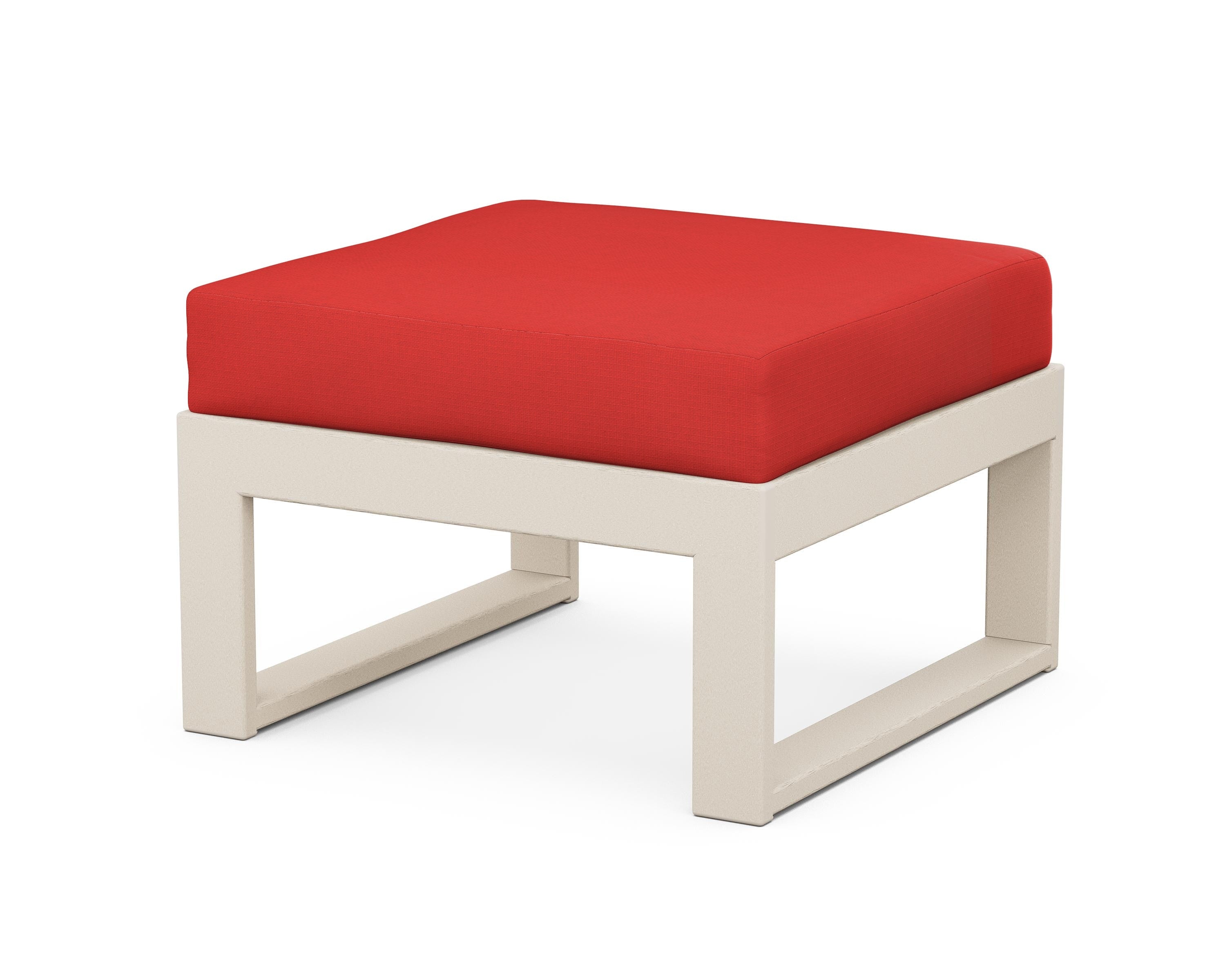 Unbranded Modular Ottoman - Modern in Sand / Crimson Linen