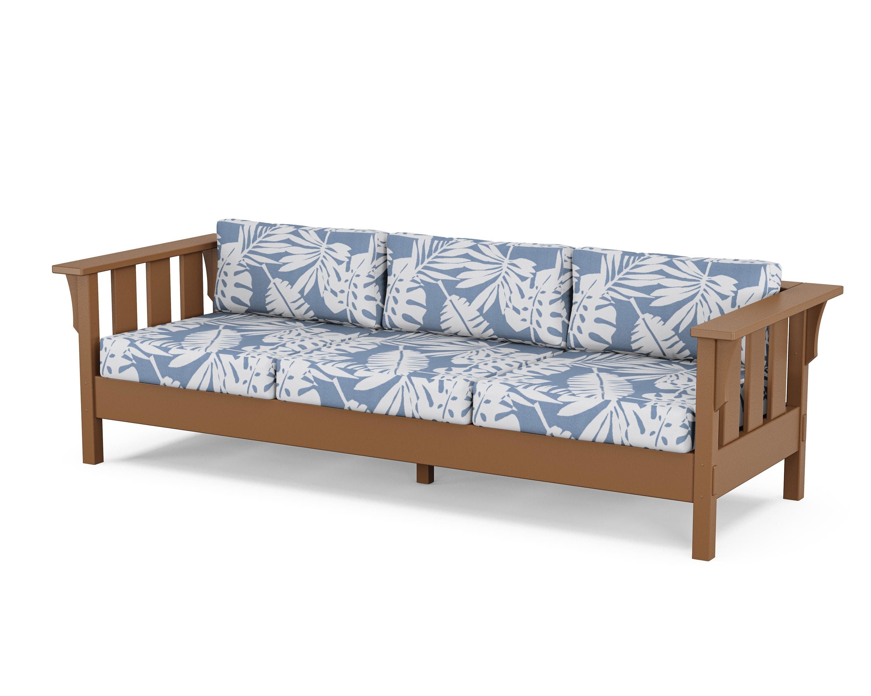 Martha Stewart by POLYWOOD® Acadia Deep Seating Sofa in Teak / Leaf Sky Blue