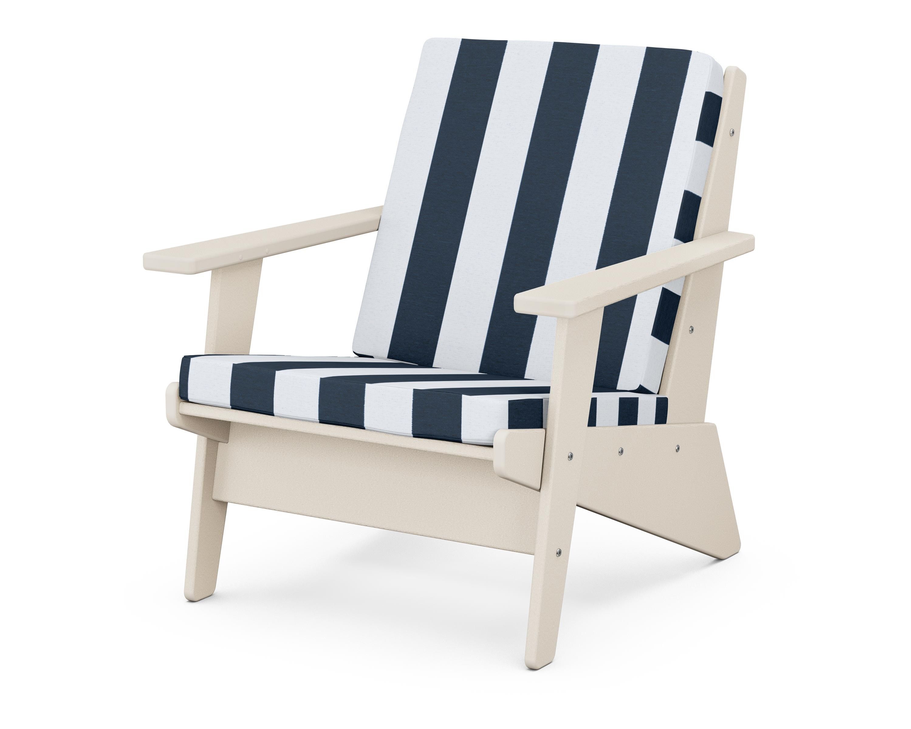 POLYWOOD® Riviera Modern Lounge Chair in Sand / Cabana Stripe Marine Indigo