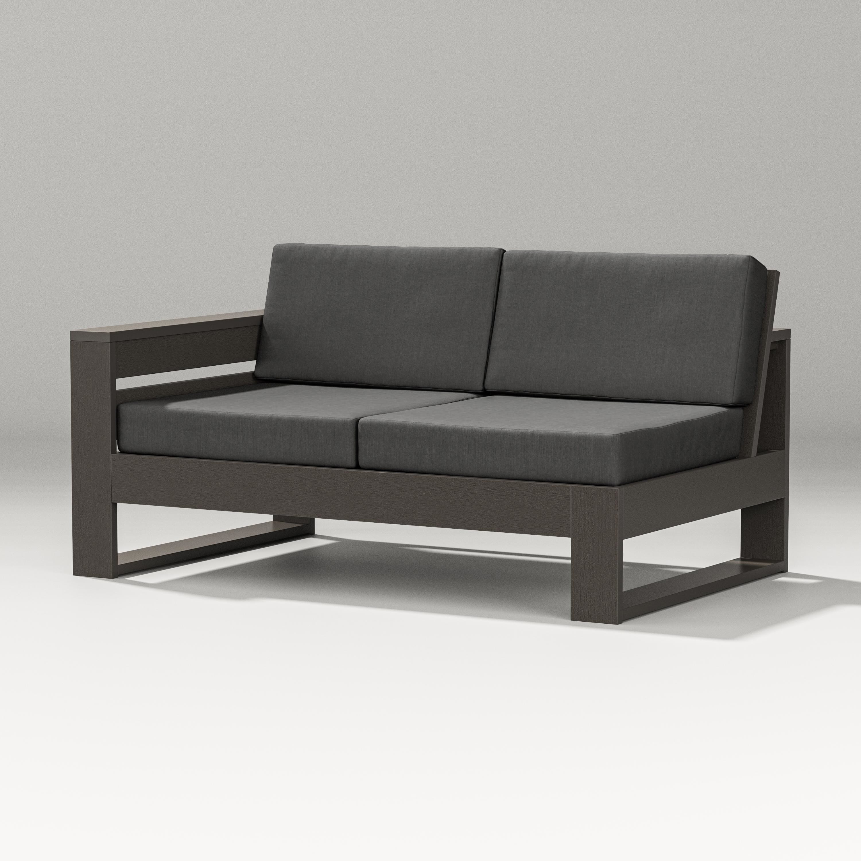PW Designer Series Latitude Modular Left Arm Loveseat in Vintage Coffee / Spectrum Carbon