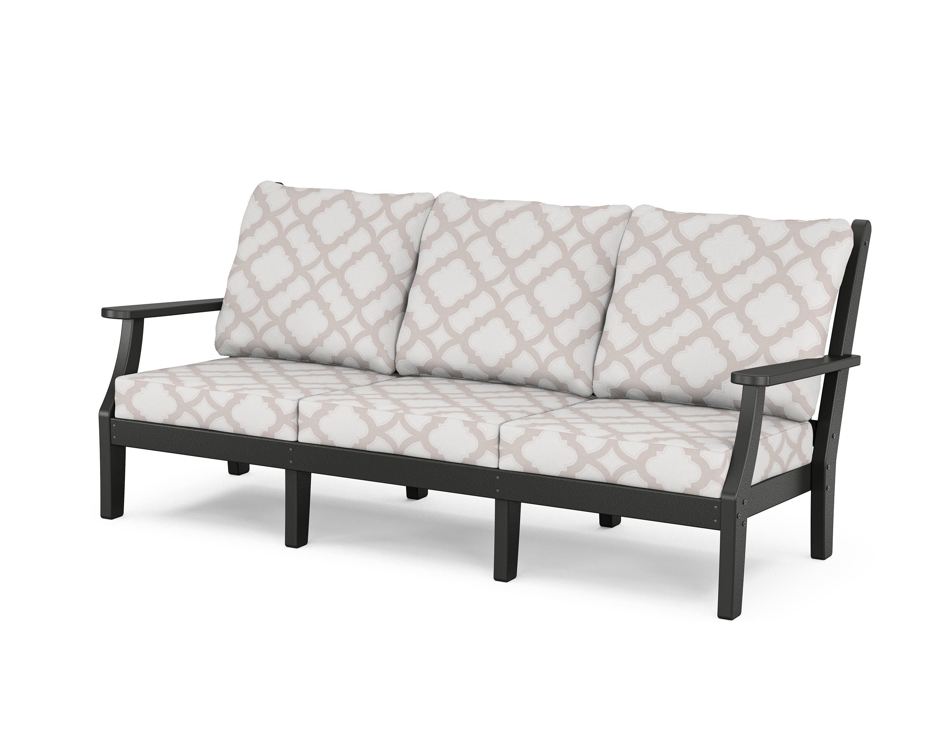 Country Living Wovendale Deep Seating Sofa in Black / Trellis Dune Burlap