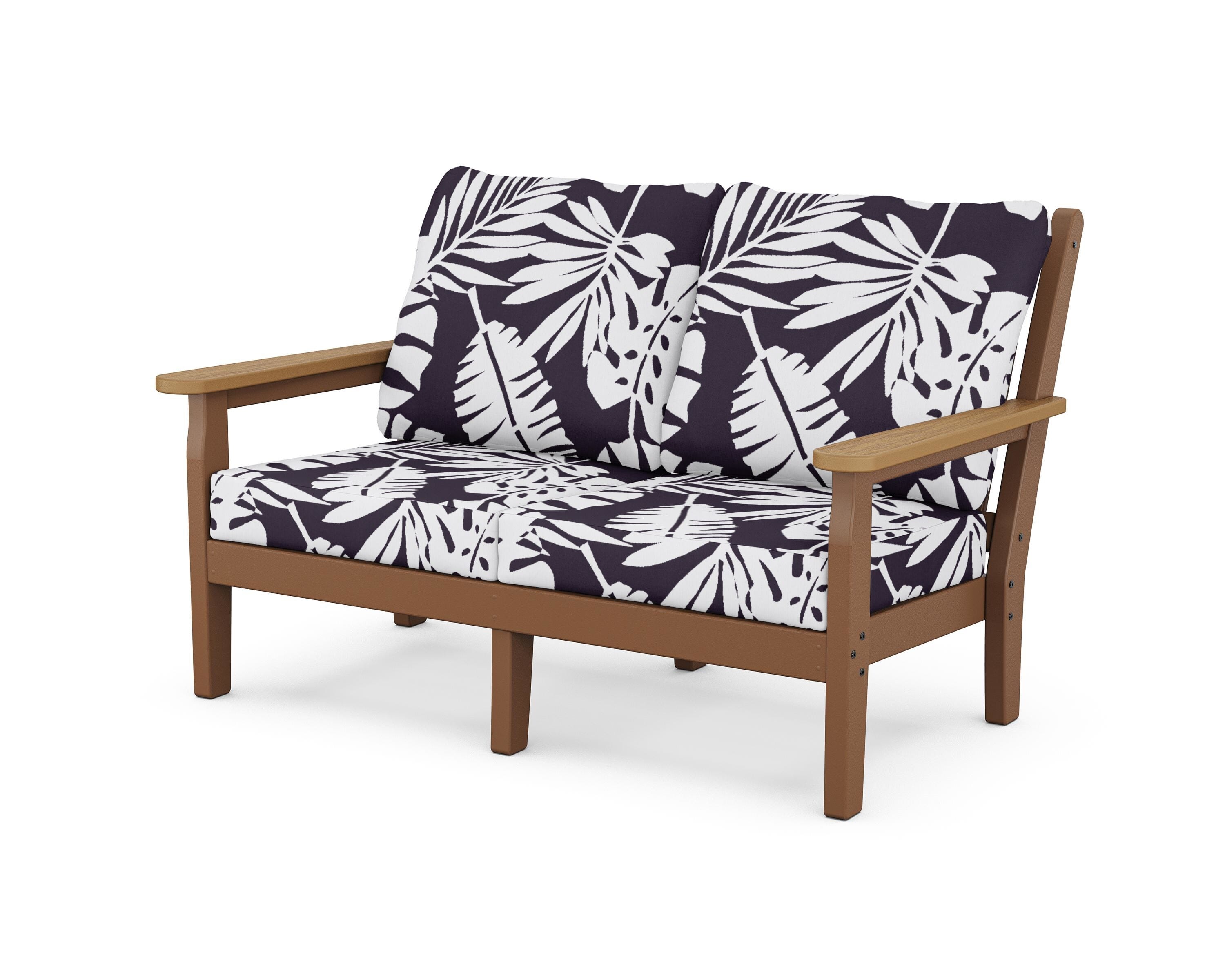 POLYWOOD® Chippendale Deep Seating Loveseat in Teak / Natural / Leaf Navy