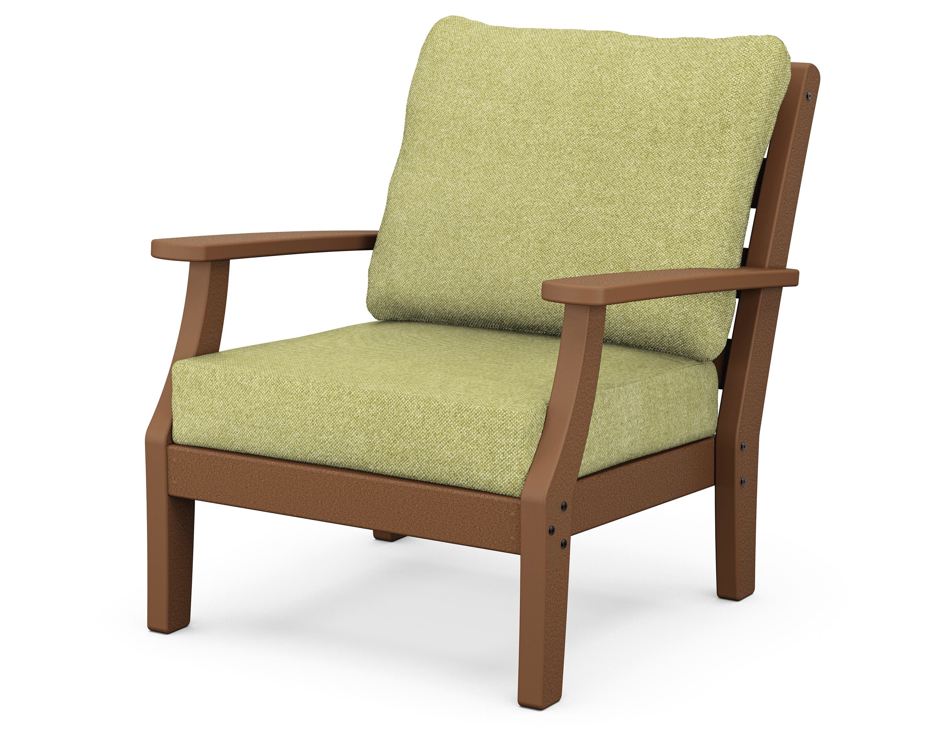 POLYWOOD® Chesapeake Deep Seating Chair in Teak / Chartreuse Boucle