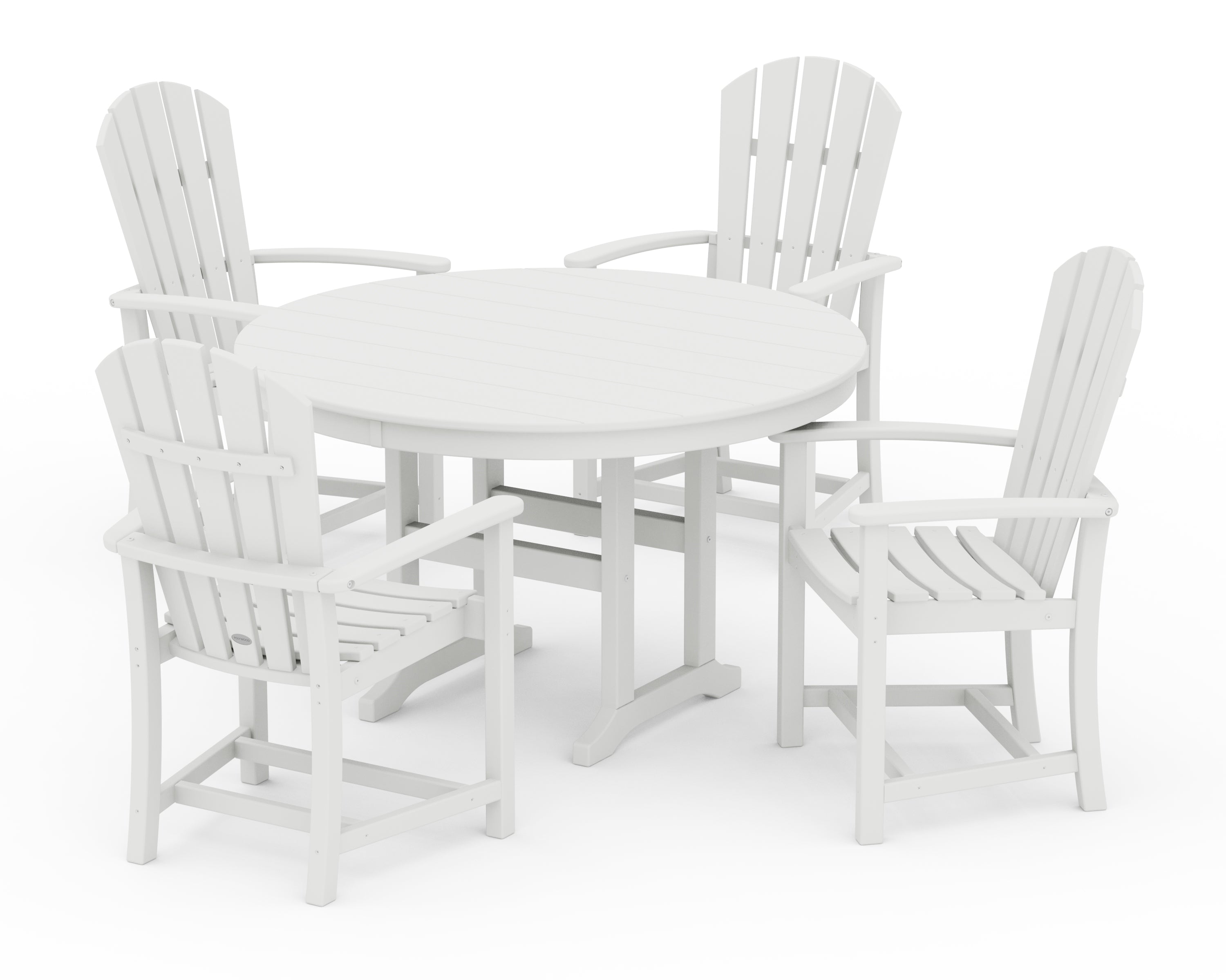 POLYWOOD® Palm Coast 5-Piece Round Farmhouse Dining Set in White