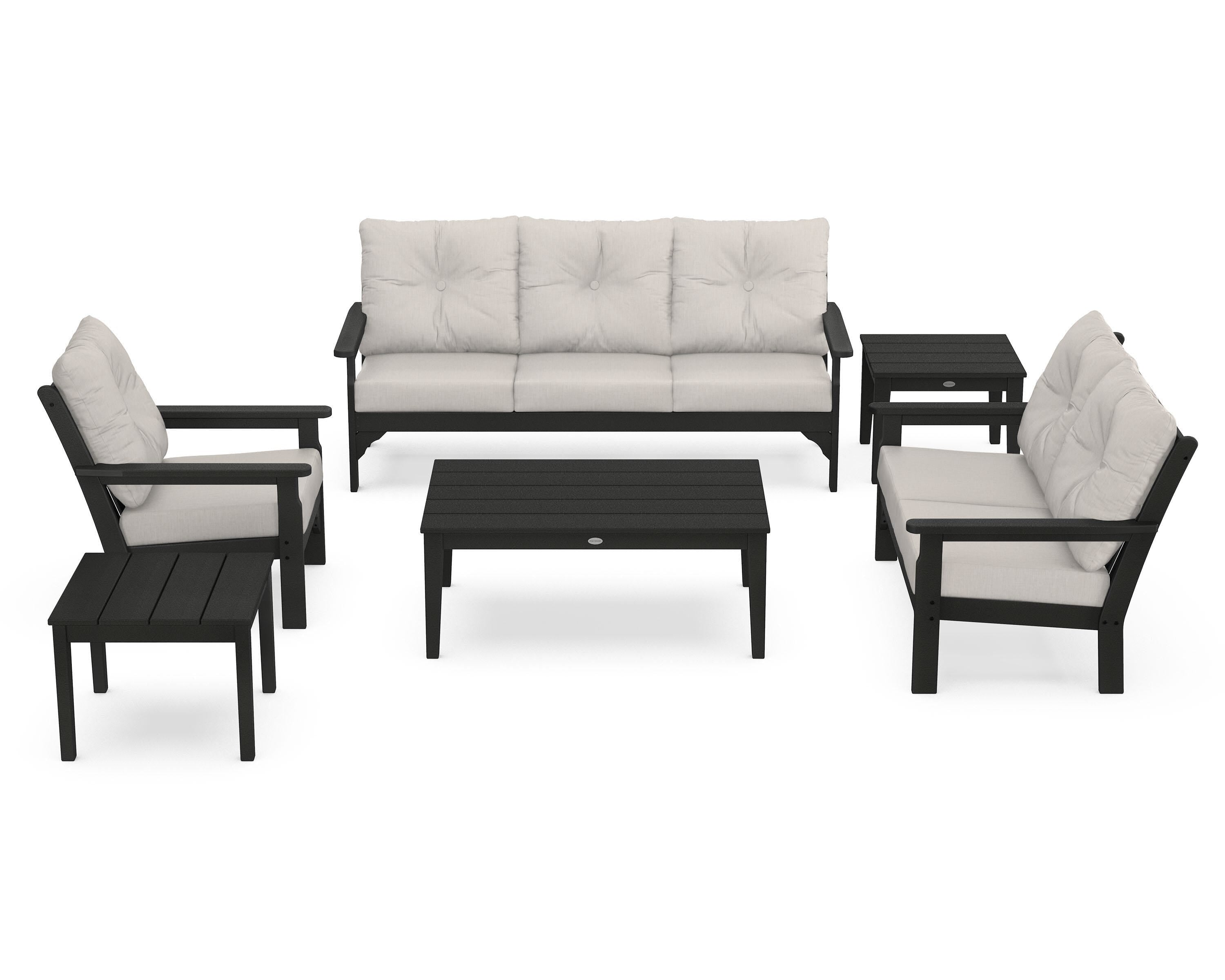 POLYWOOD® Vineyard 6-Piece Deep Seating Set in Black / Cast Ash