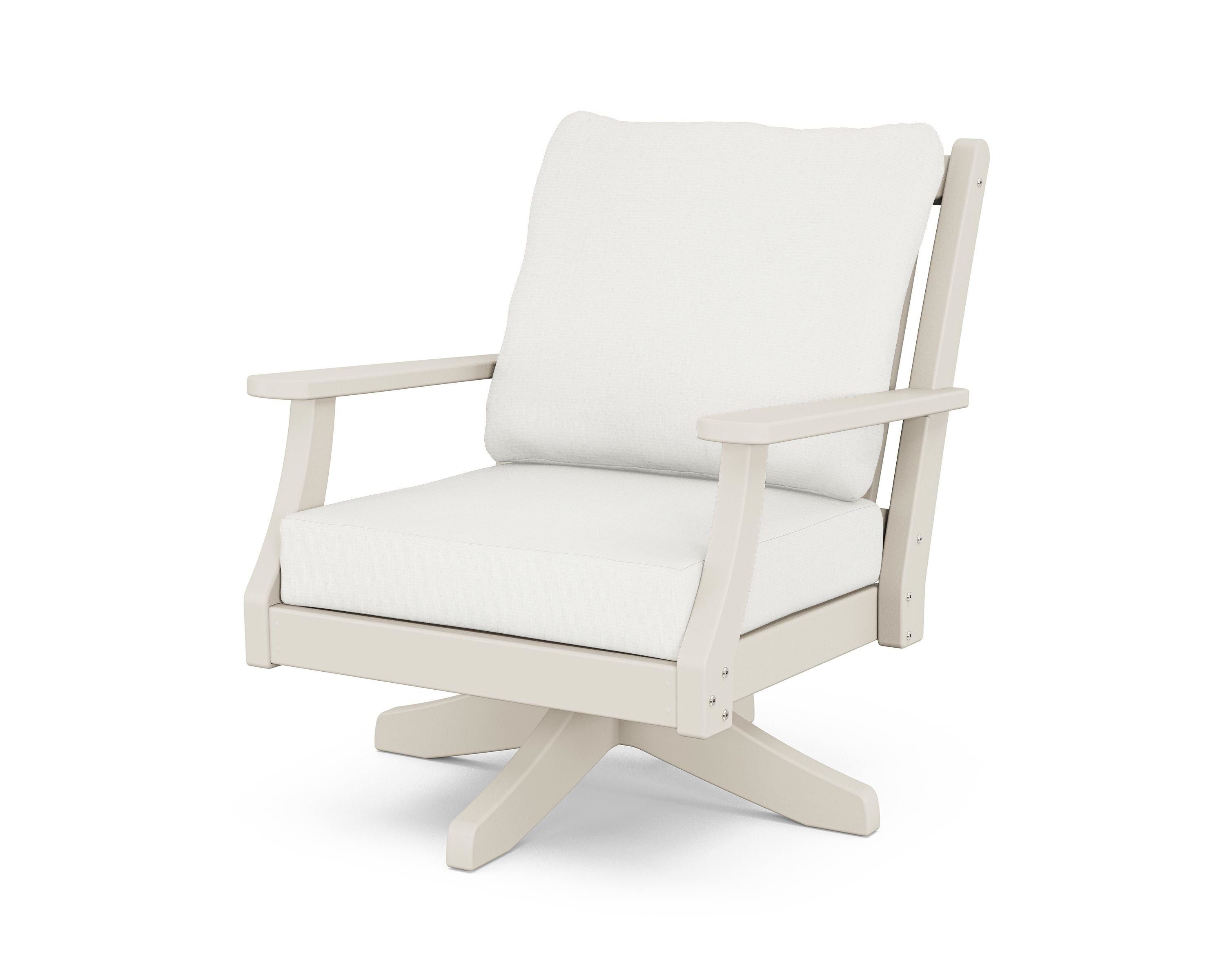 Country Living Wovendale Deep Seating Swivel Chair in Sand / Natural Linen