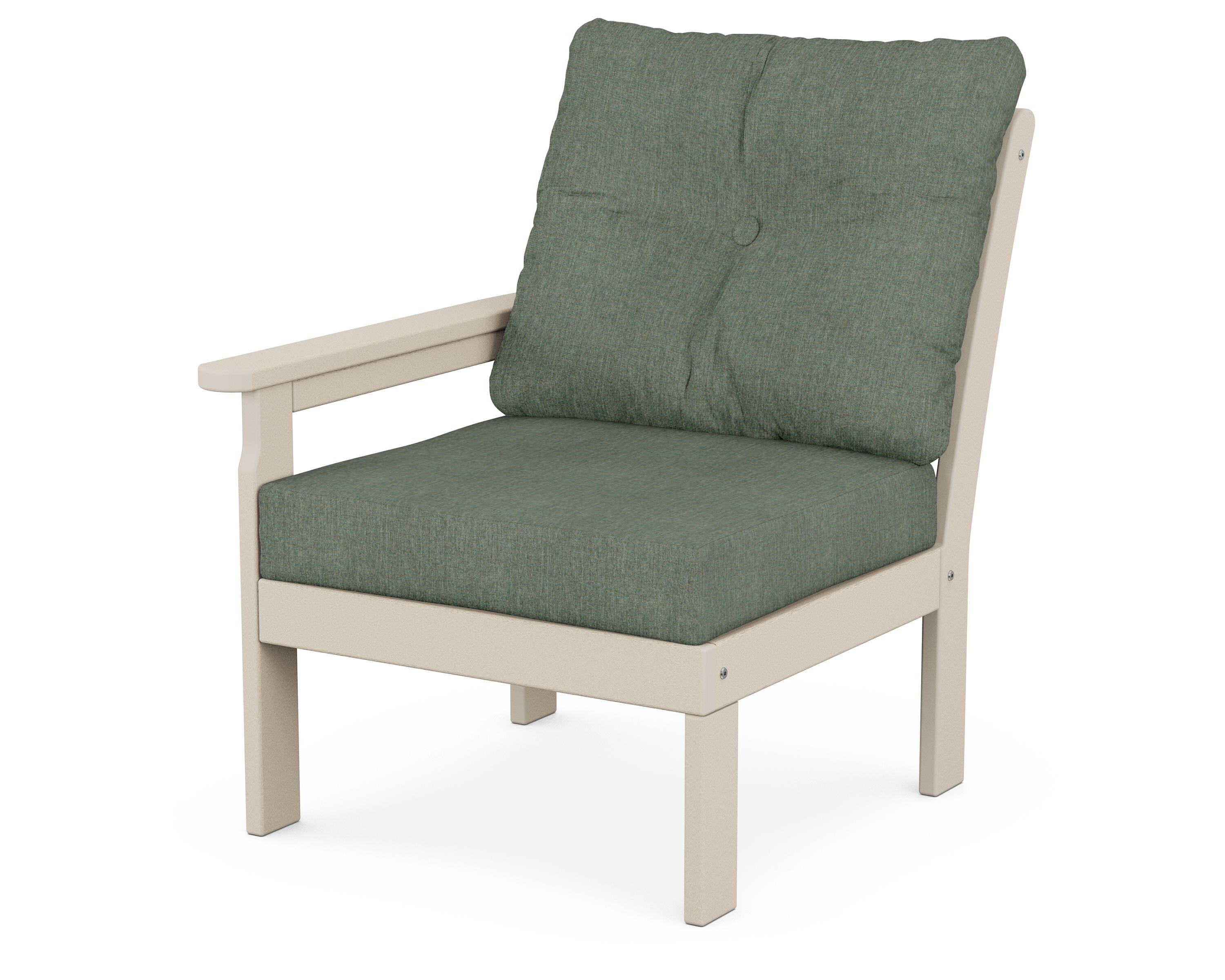 POLYWOOD® Vineyard Modular Left Arm Chair in Sand / Cast Sage