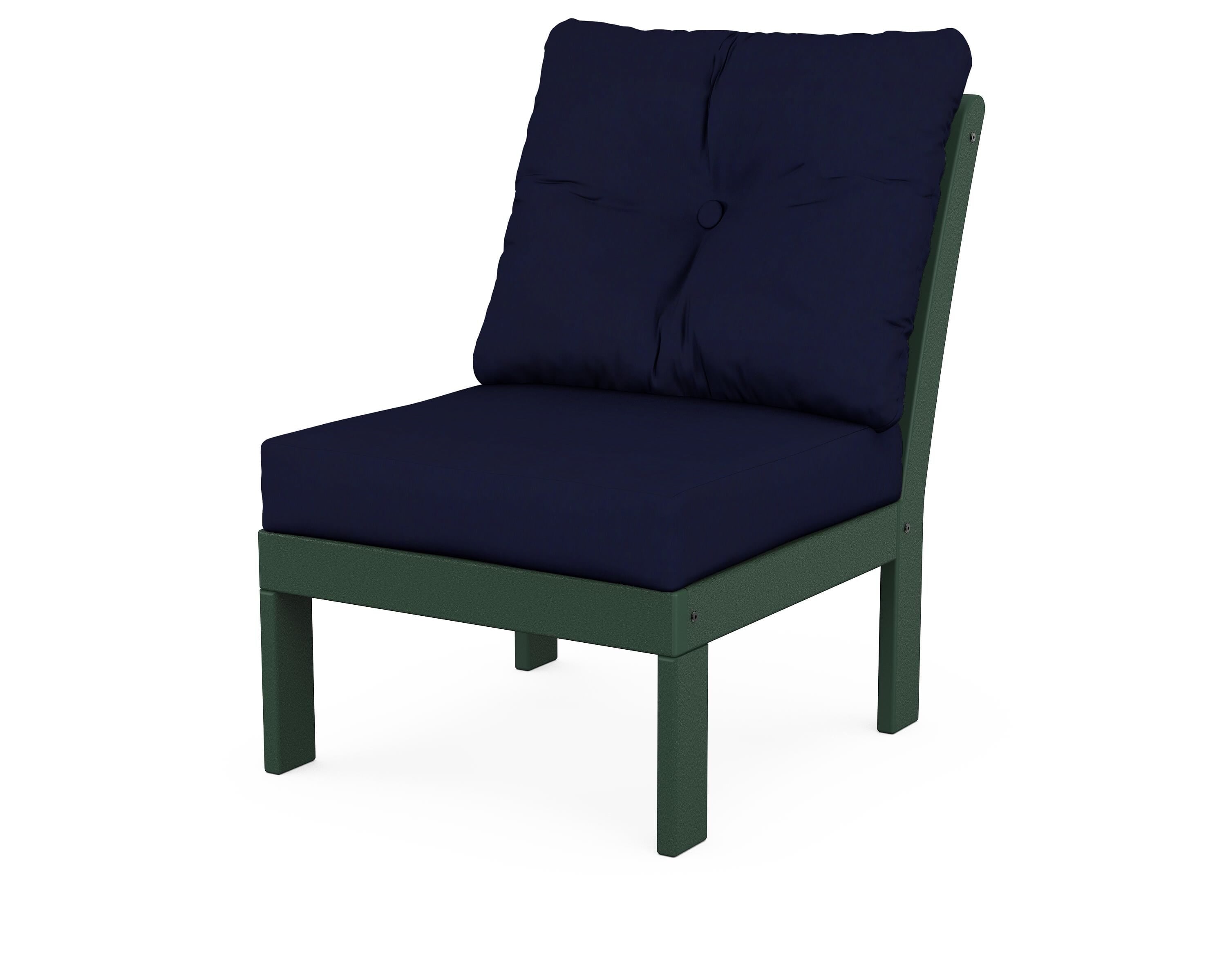 POLYWOOD® Vineyard Modular Armless Chair in Green / Navy