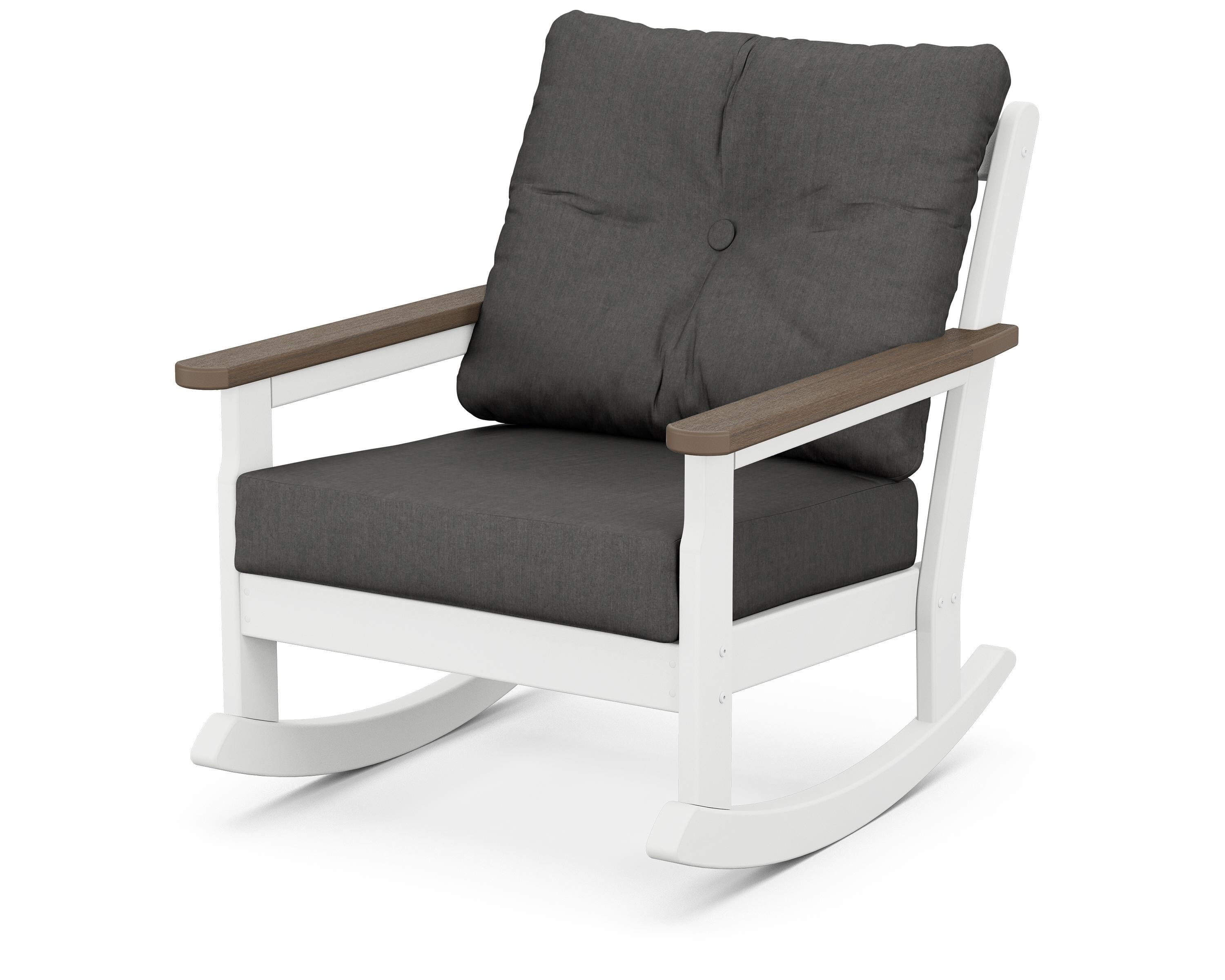 POLYWOOD® Vineyard Deep Seating Rocking Chair in White / Kona / Spectrum Carbon