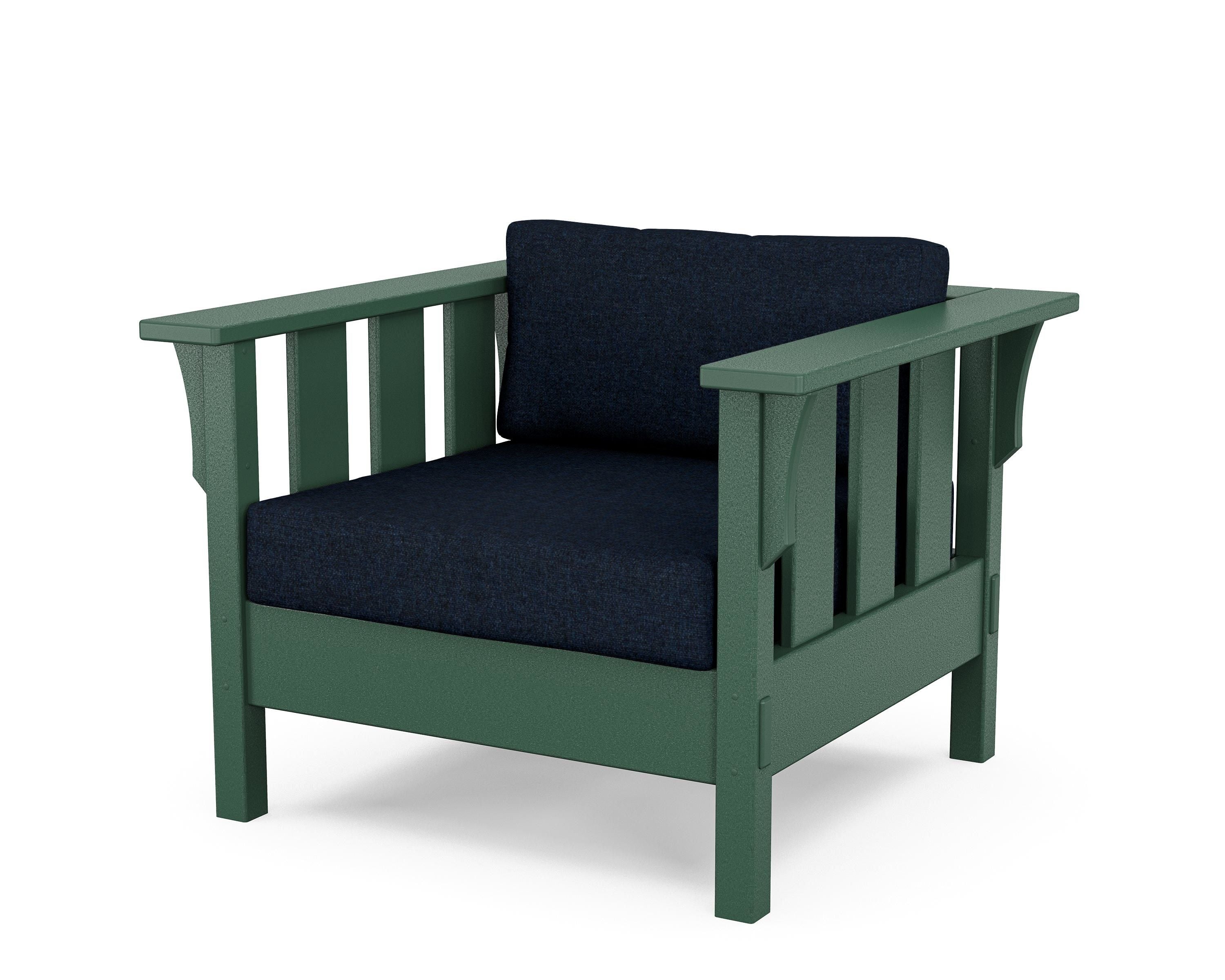 Martha Stewart by POLYWOOD® Acadia Deep Seating Chair in Green / Marine Indigo