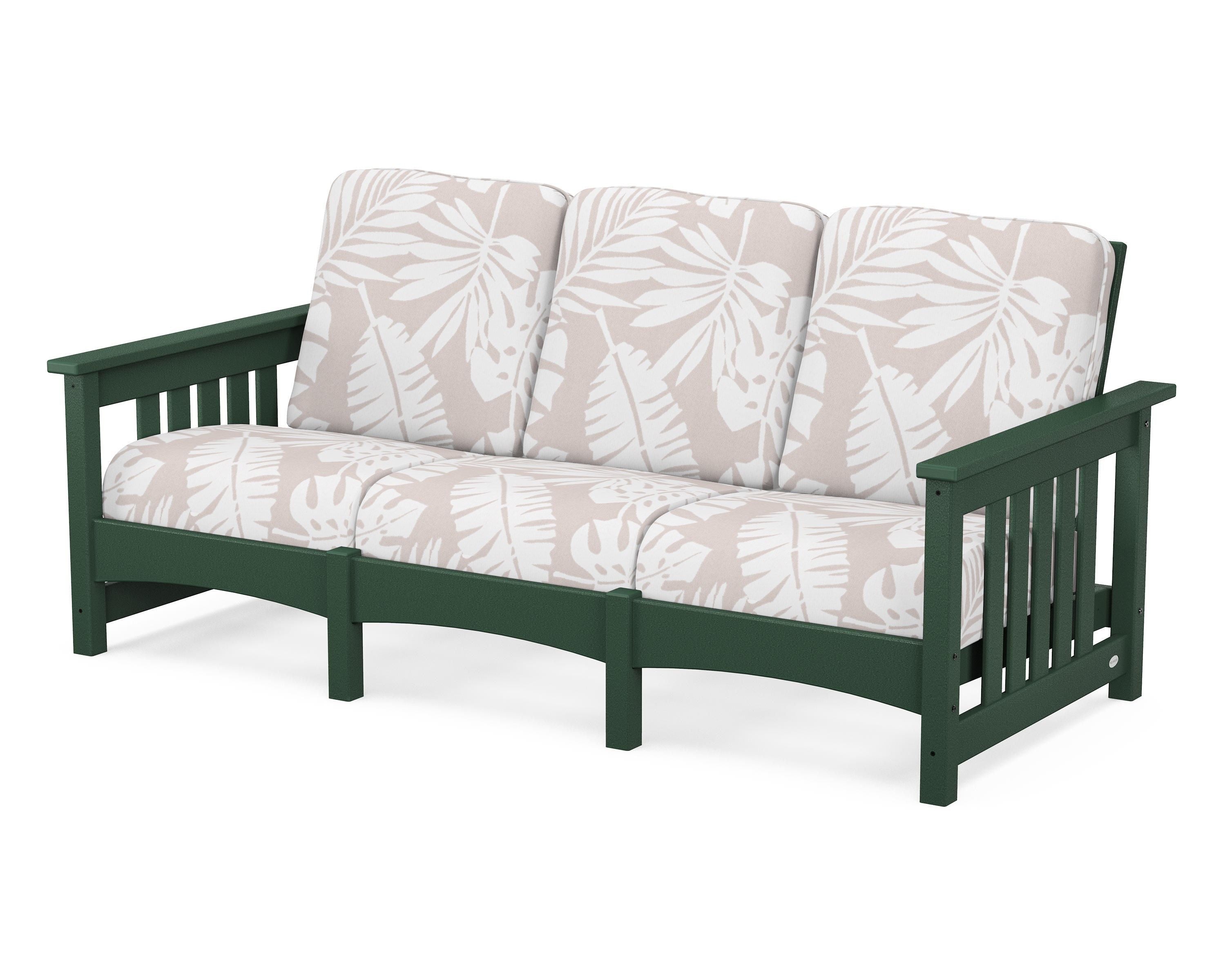 POLYWOOD® Club Mission Sofa in Green / Leaf Dune Burlap