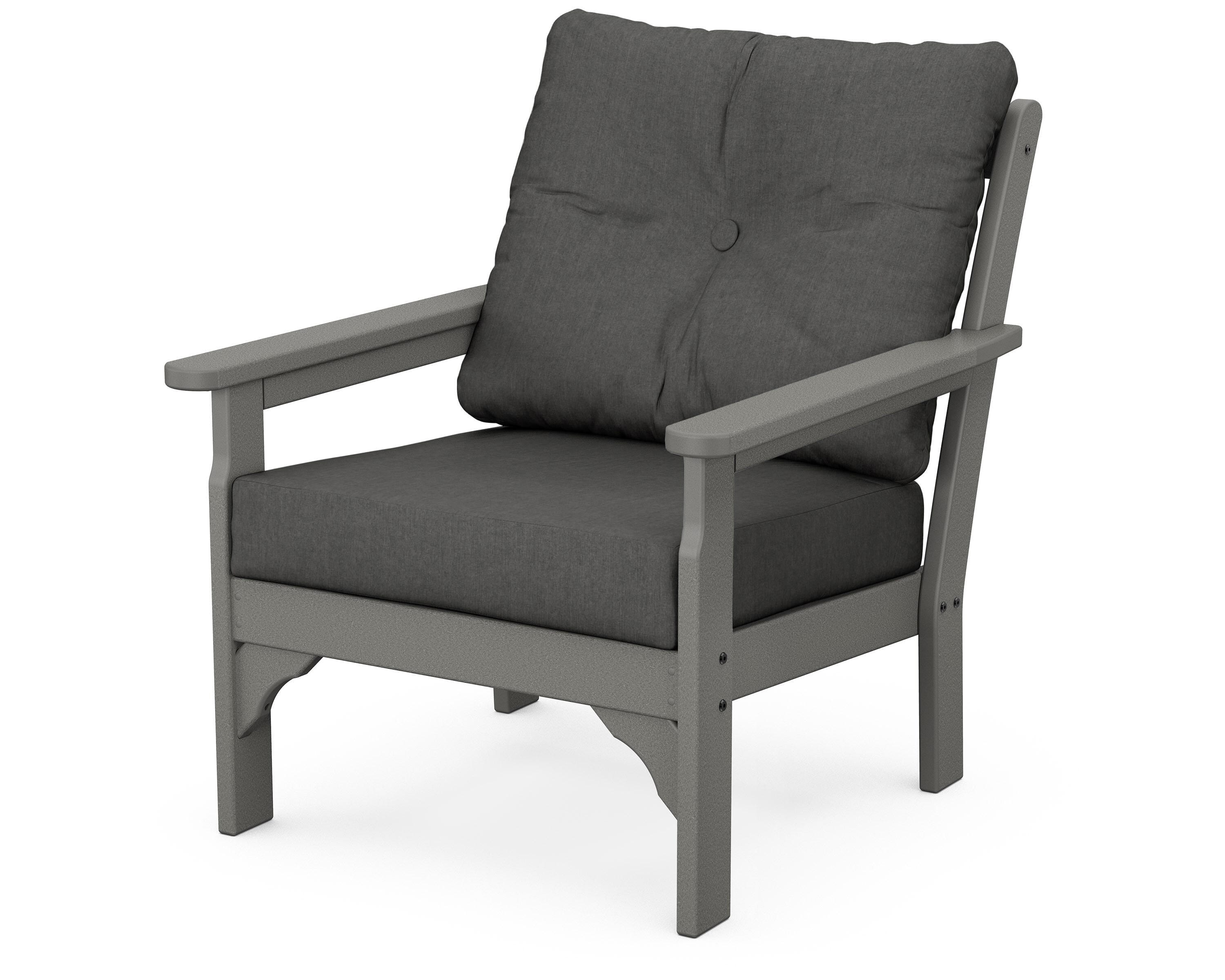 POLYWOOD® Vineyard Deep Seating Chair in Slate Grey / Spectrum Carbon