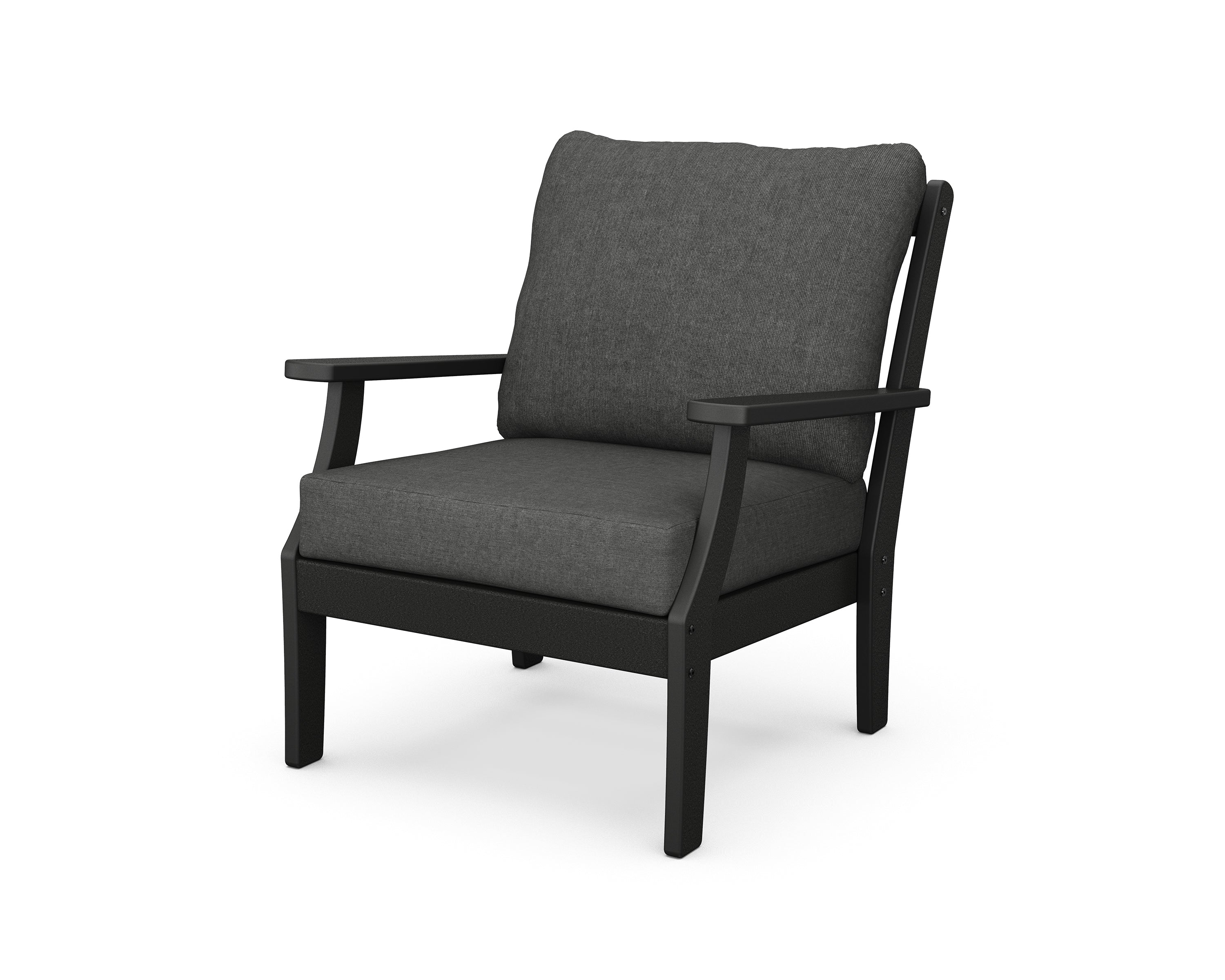 POLYWOOD® Braxton Deep Seating Chair in Black / Spectrum Carbon