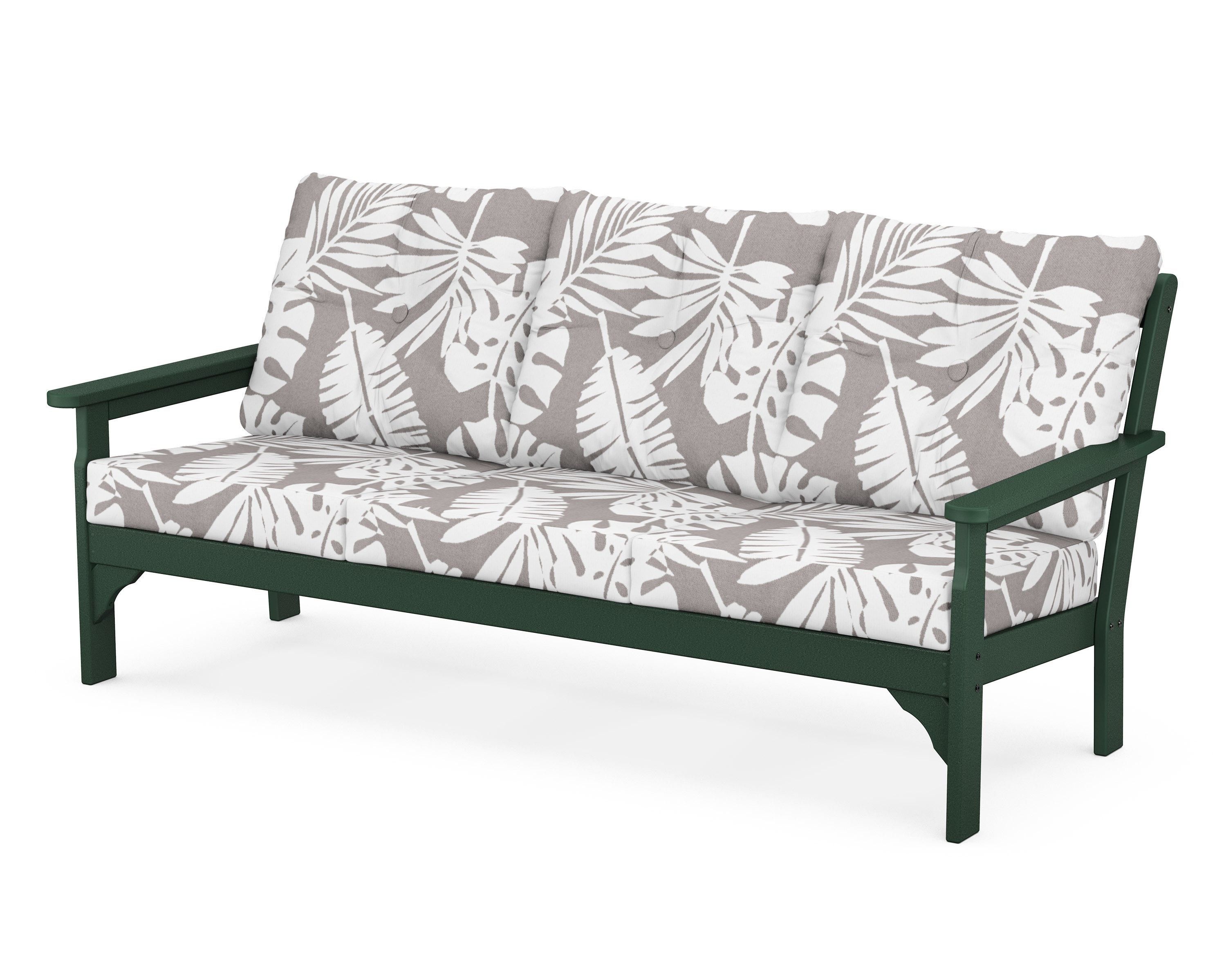 POLYWOOD® Vineyard Deep Seating Sofa in Green / Leaf Grey Mist