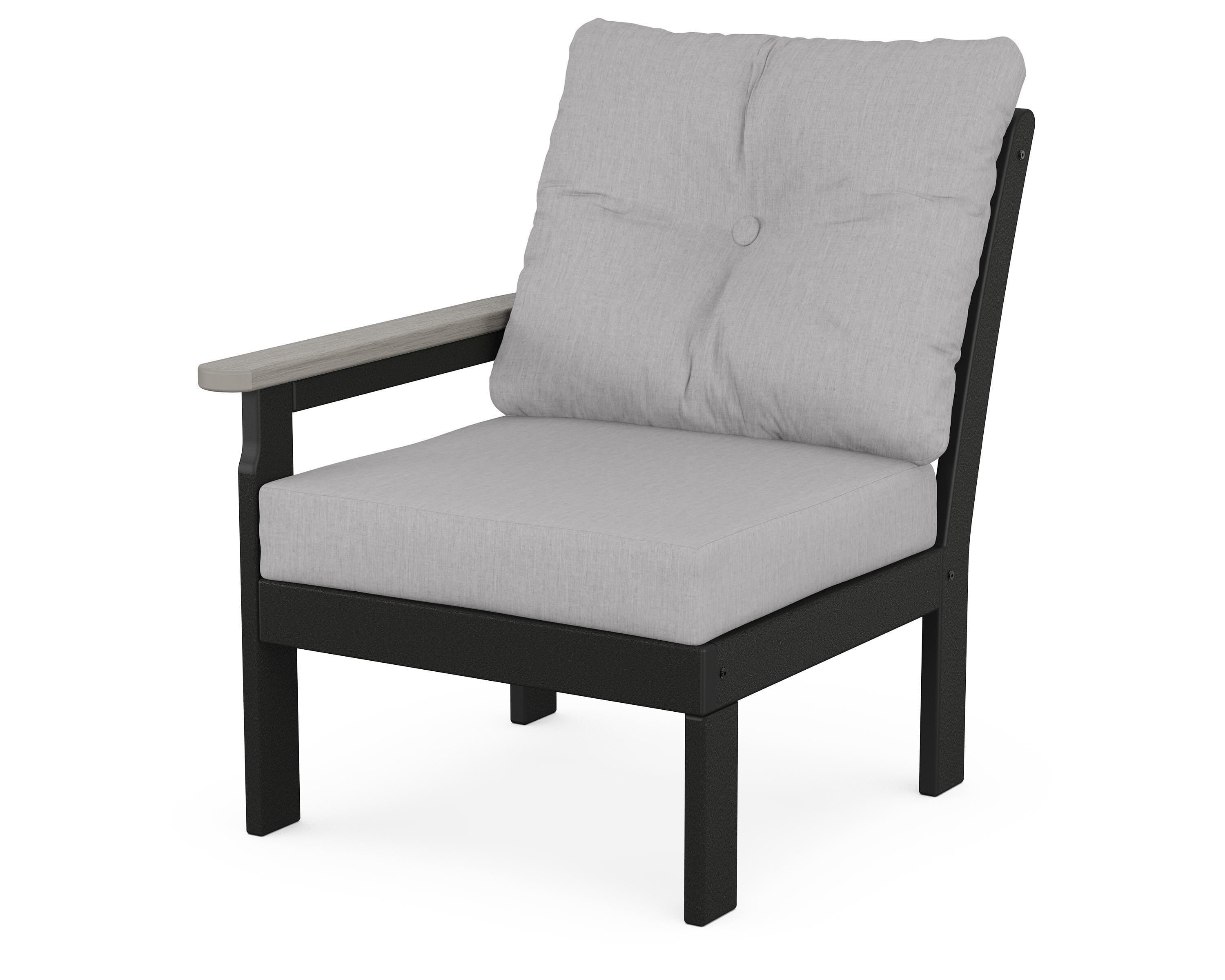 POLYWOOD® Vineyard Modular Left Arm Chair in Black / Driftwood / Granite