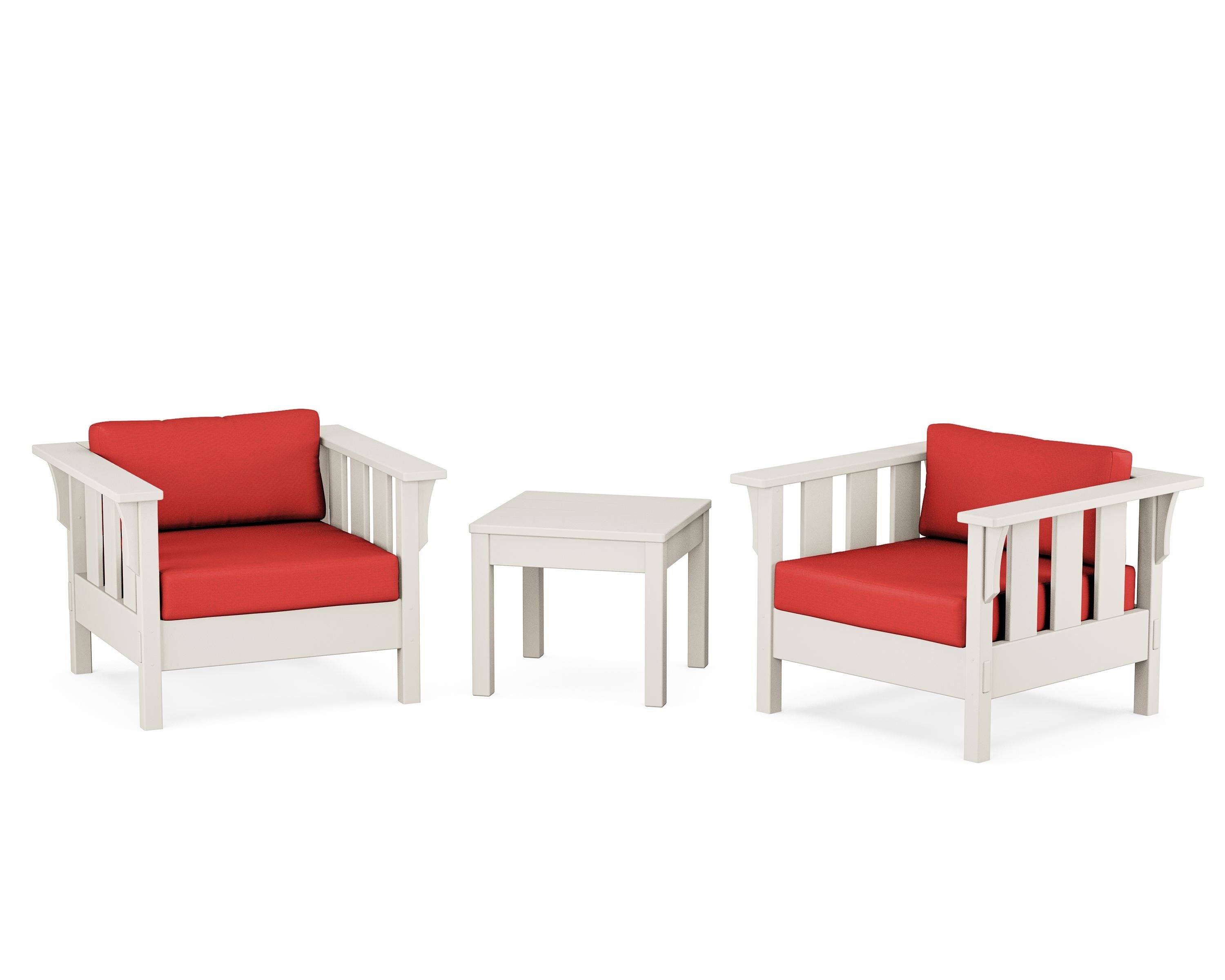 Martha Stewart by POLYWOOD® Acadia 3-Piece Deep Seating Set in Sand / Crimson Linen