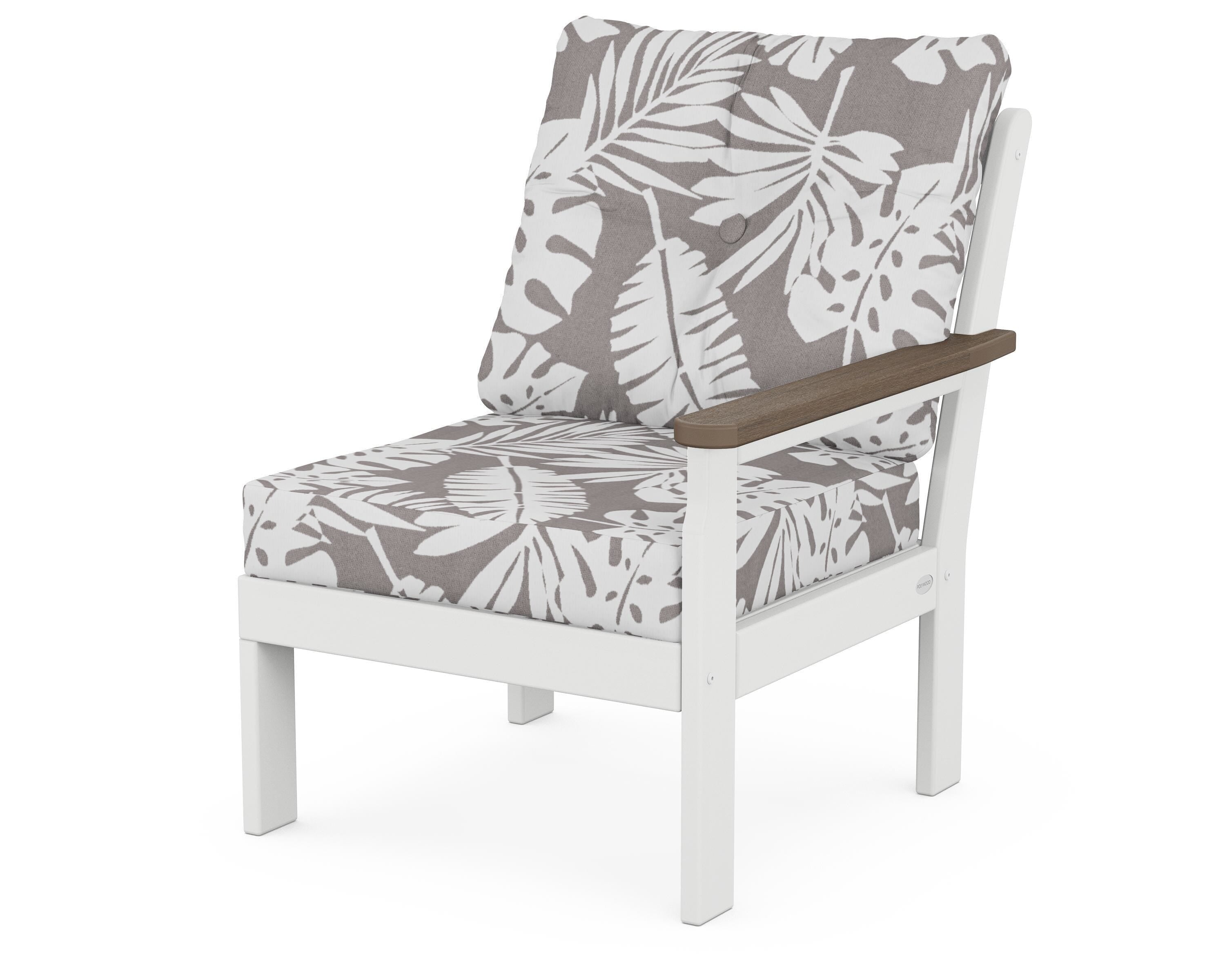 POLYWOOD® Vineyard Modular Right Arm Chair in White / Kona / Leaf Grey Mist