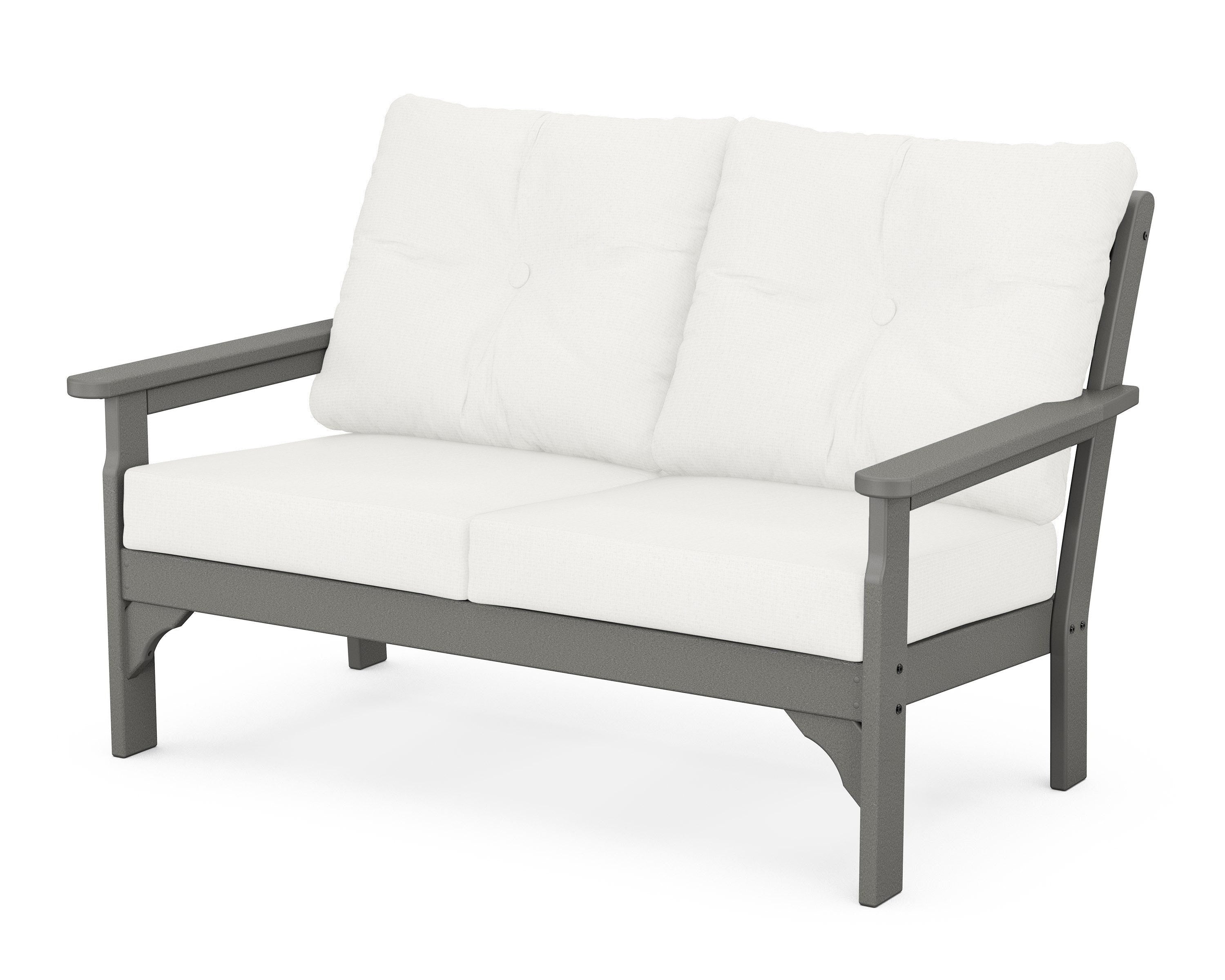 POLYWOOD® Vineyard Deep Seating Loveseat in Slate Grey / Natural Linen