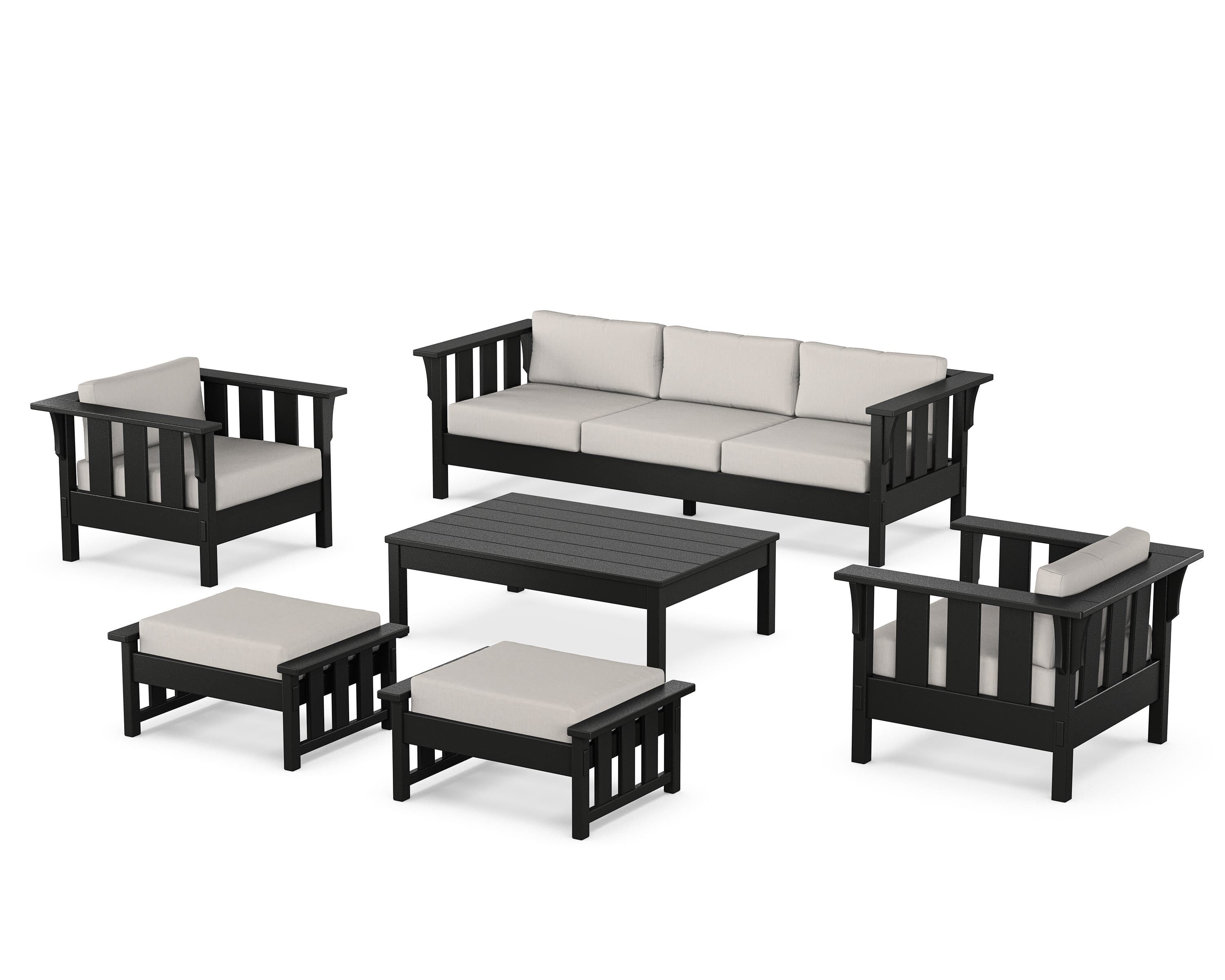 Martha Stewart by POLYWOOD® Acadia 6-Piece Lounge Sofa Set in Black / Cast Ash