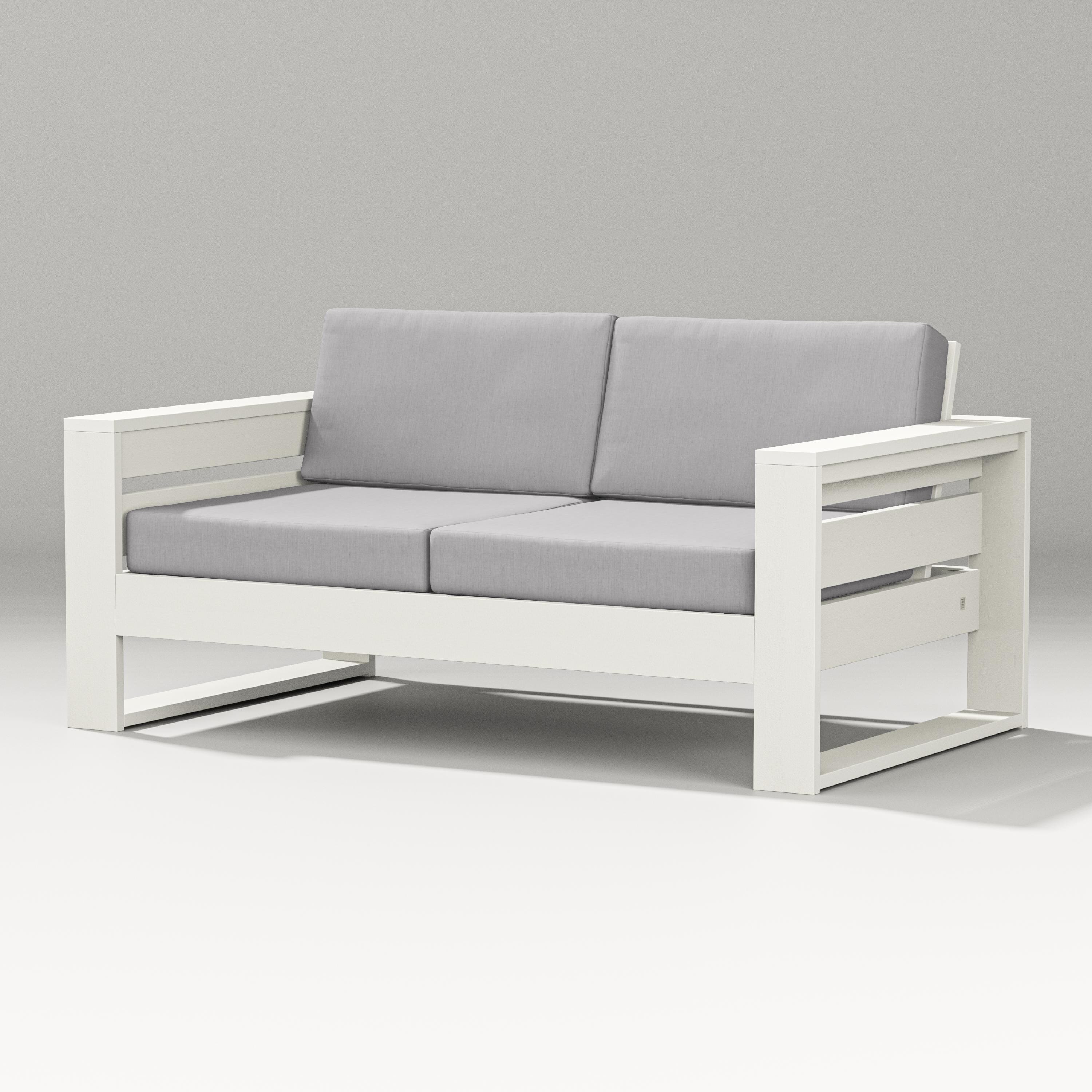 PW Designer Series Latitude Loveseat in Vintage White / Granite