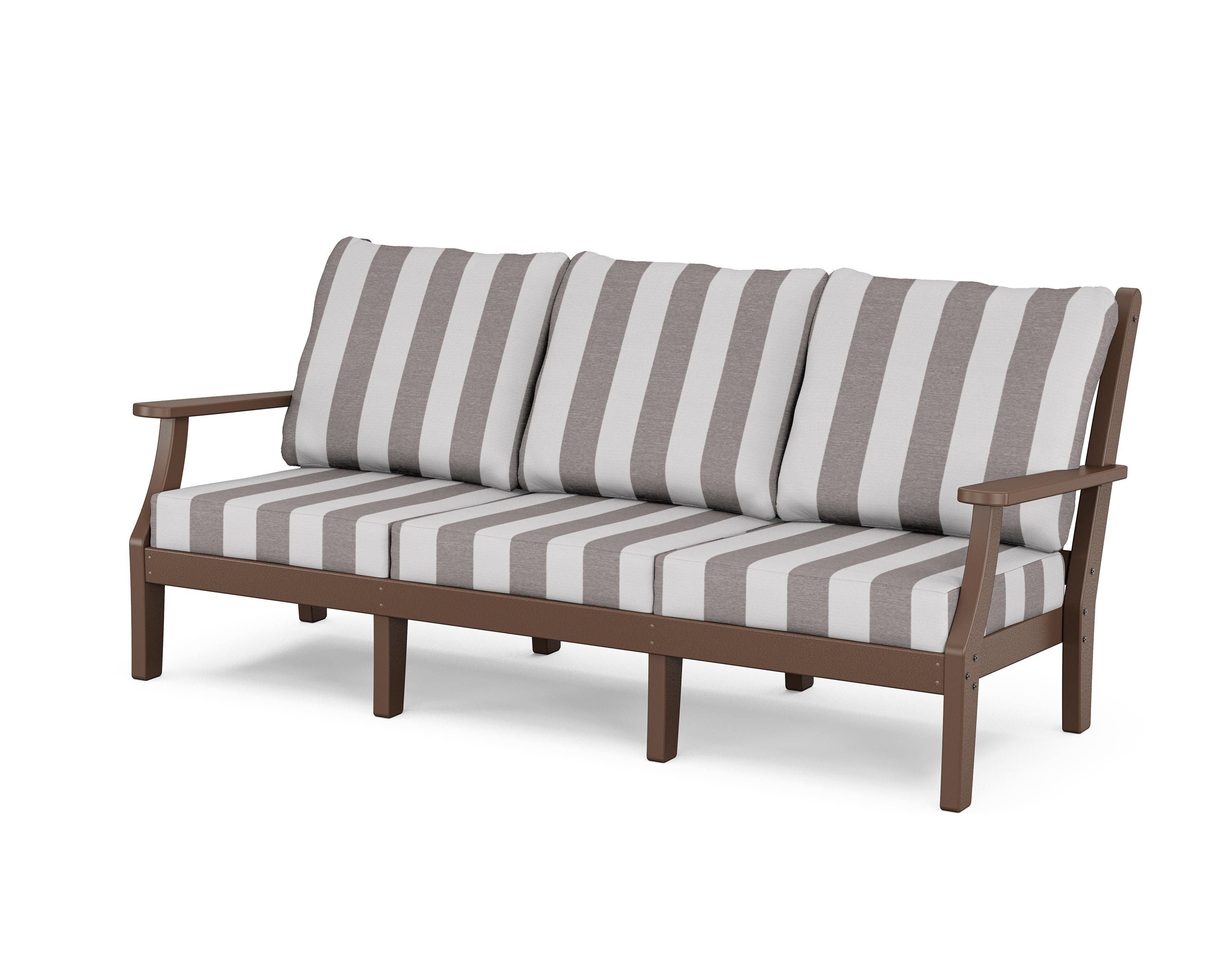 Country Living Wovendale Deep Seating Sofa in Mahogany / Cabana Stripe Grey Mist