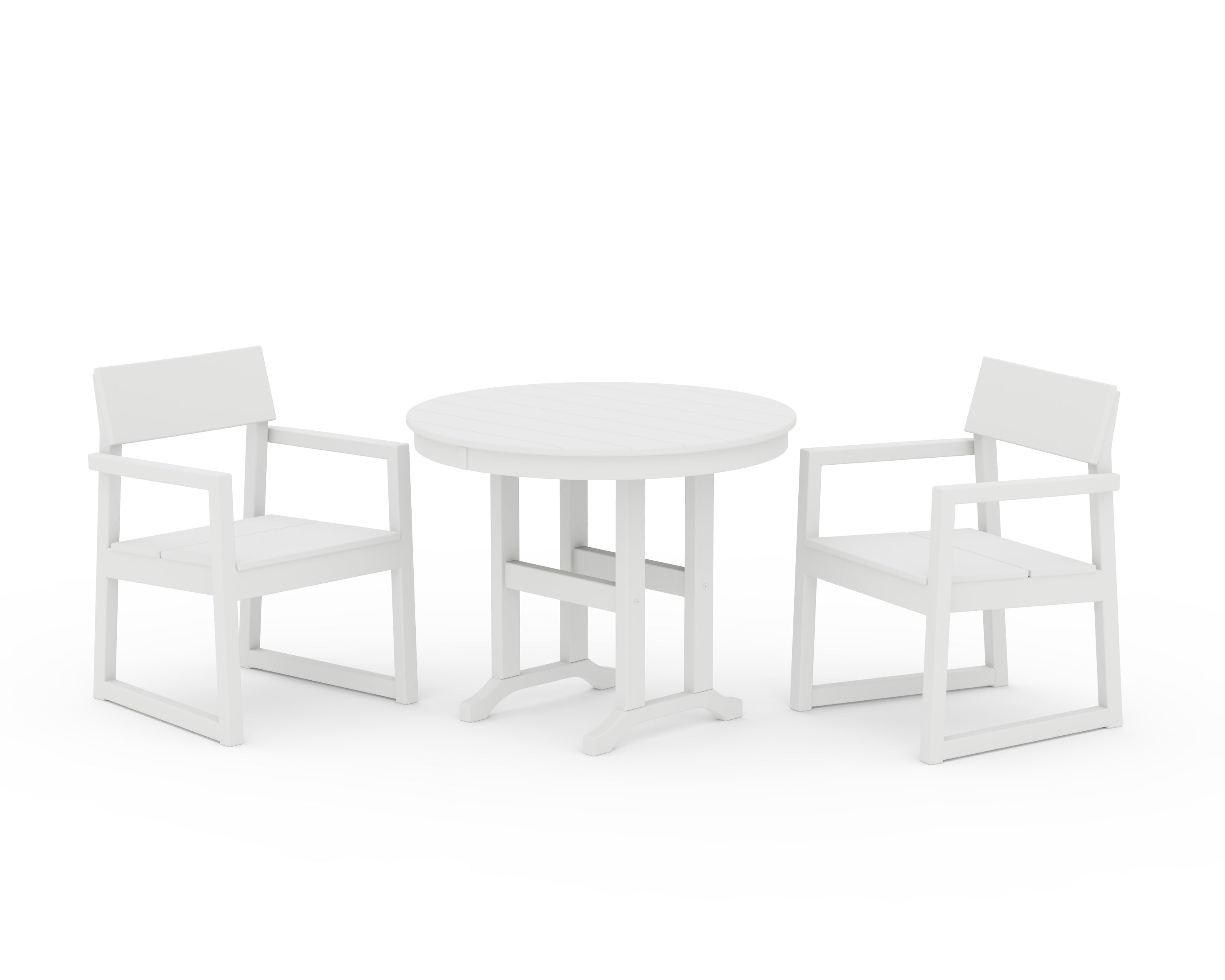 POLYWOOD® EDGE 3-Piece Round Dining Set in White