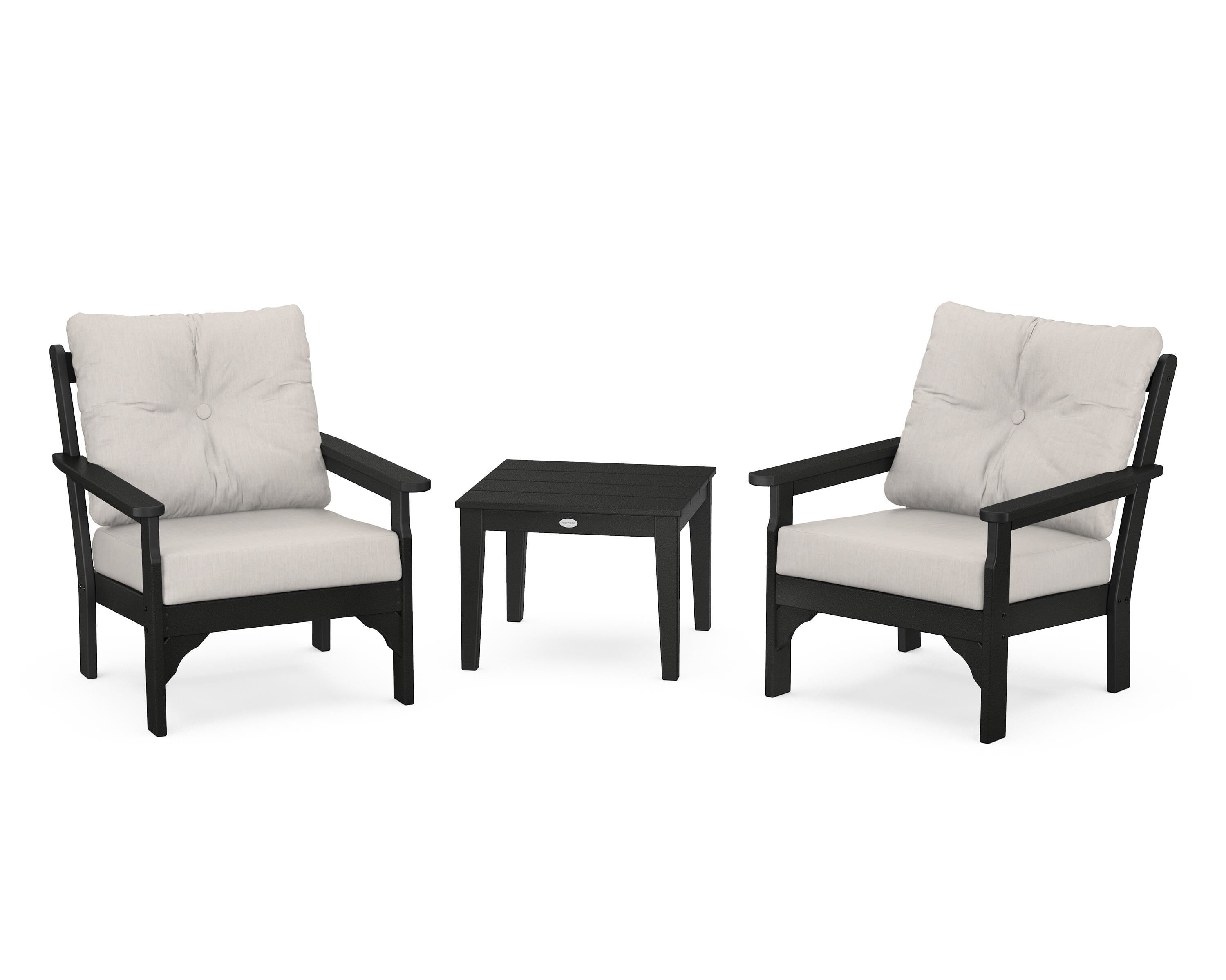 POLYWOOD® Vineyard 3-Piece Deep Seating Set in Black / Cast Ash