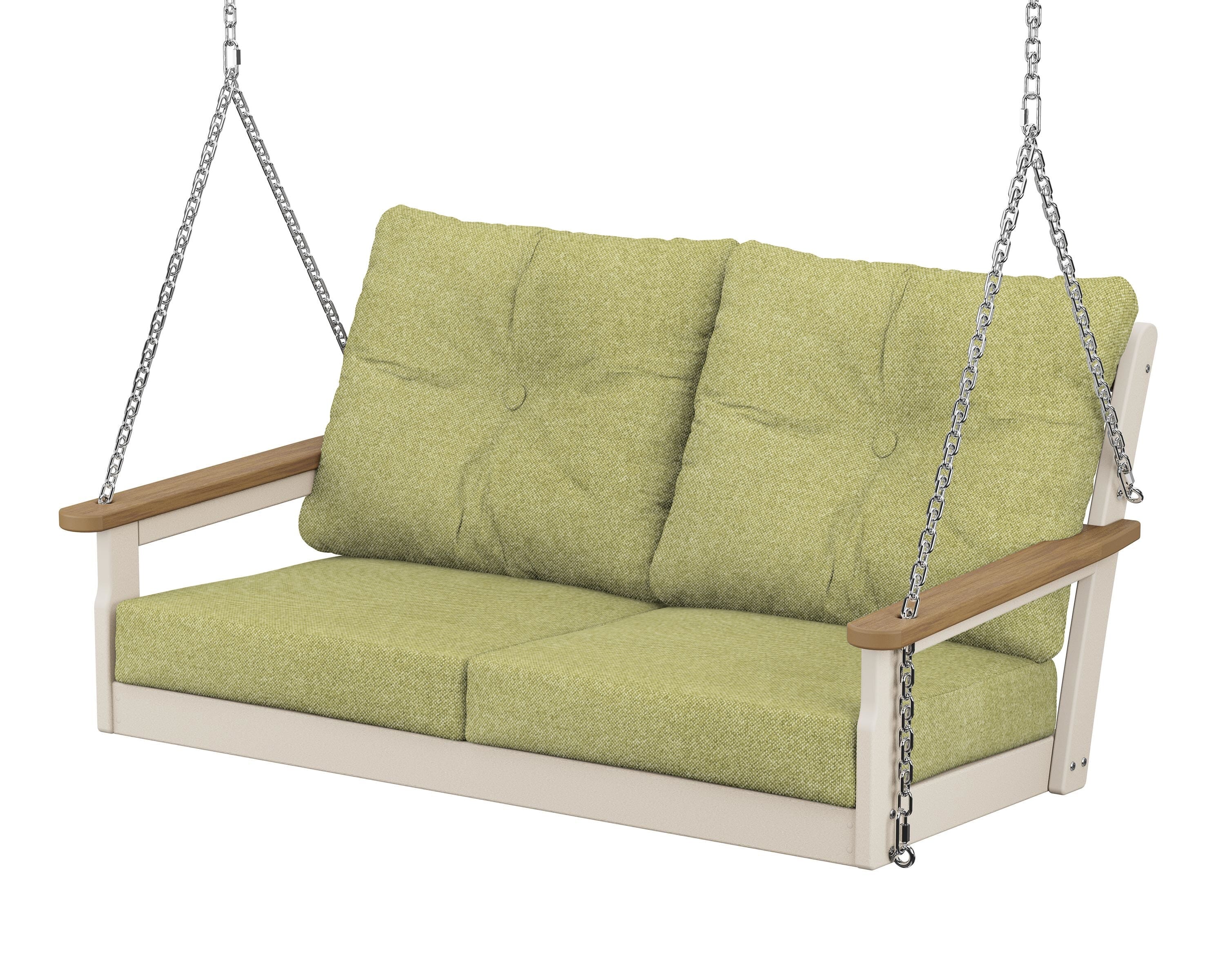POLYWOOD® Vineyard Deep Seating Swing in Sand / Natural / Chartreuse Boucle
