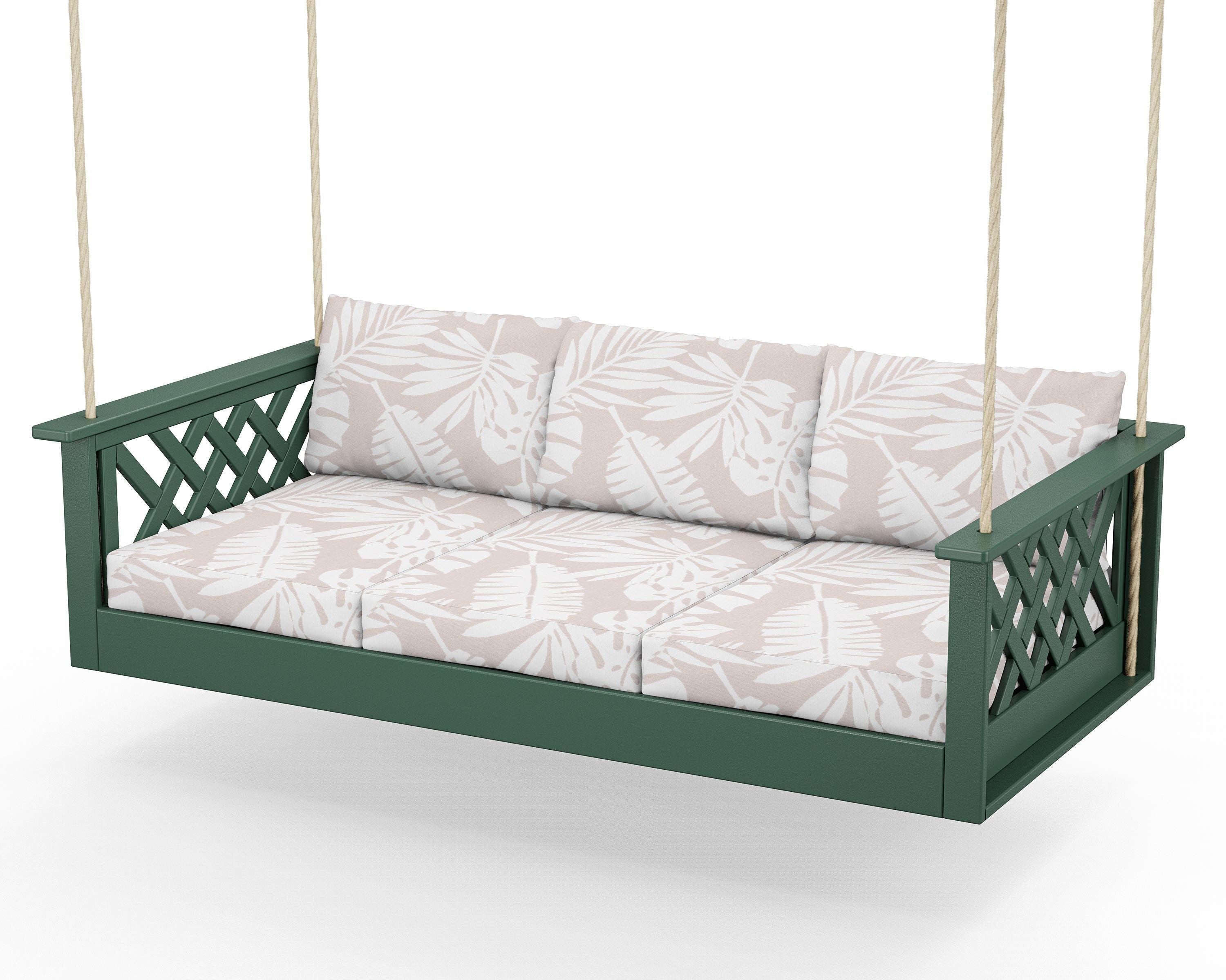 Country Living Wovendale Daybed Swing in Green / Leaf Dune Burlap