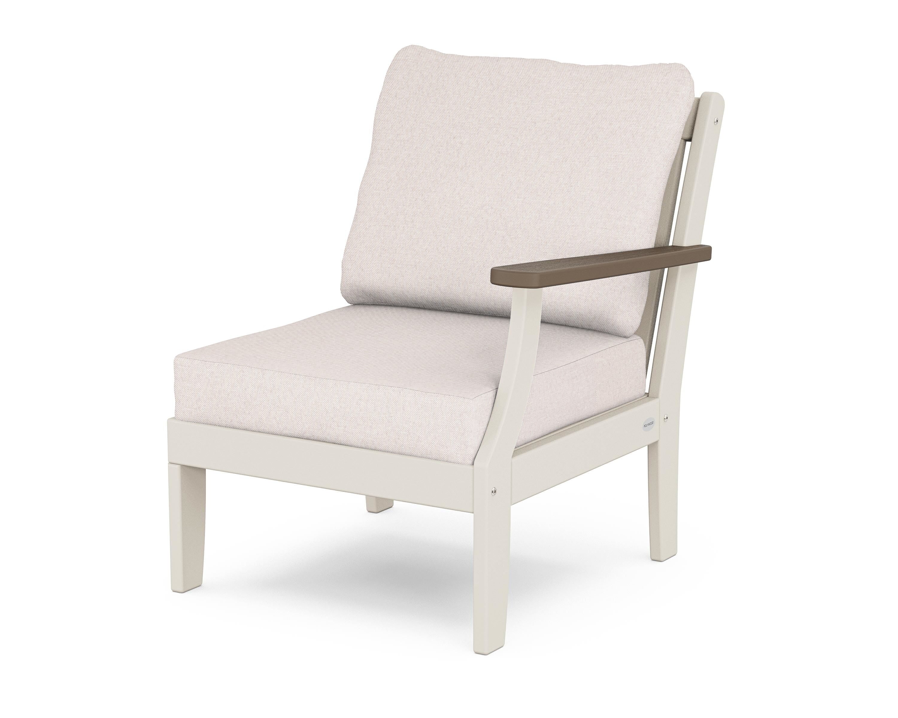 POLYWOOD® Braxton Modular Right Arm Chair in Sand / Kona / Dune Burlap