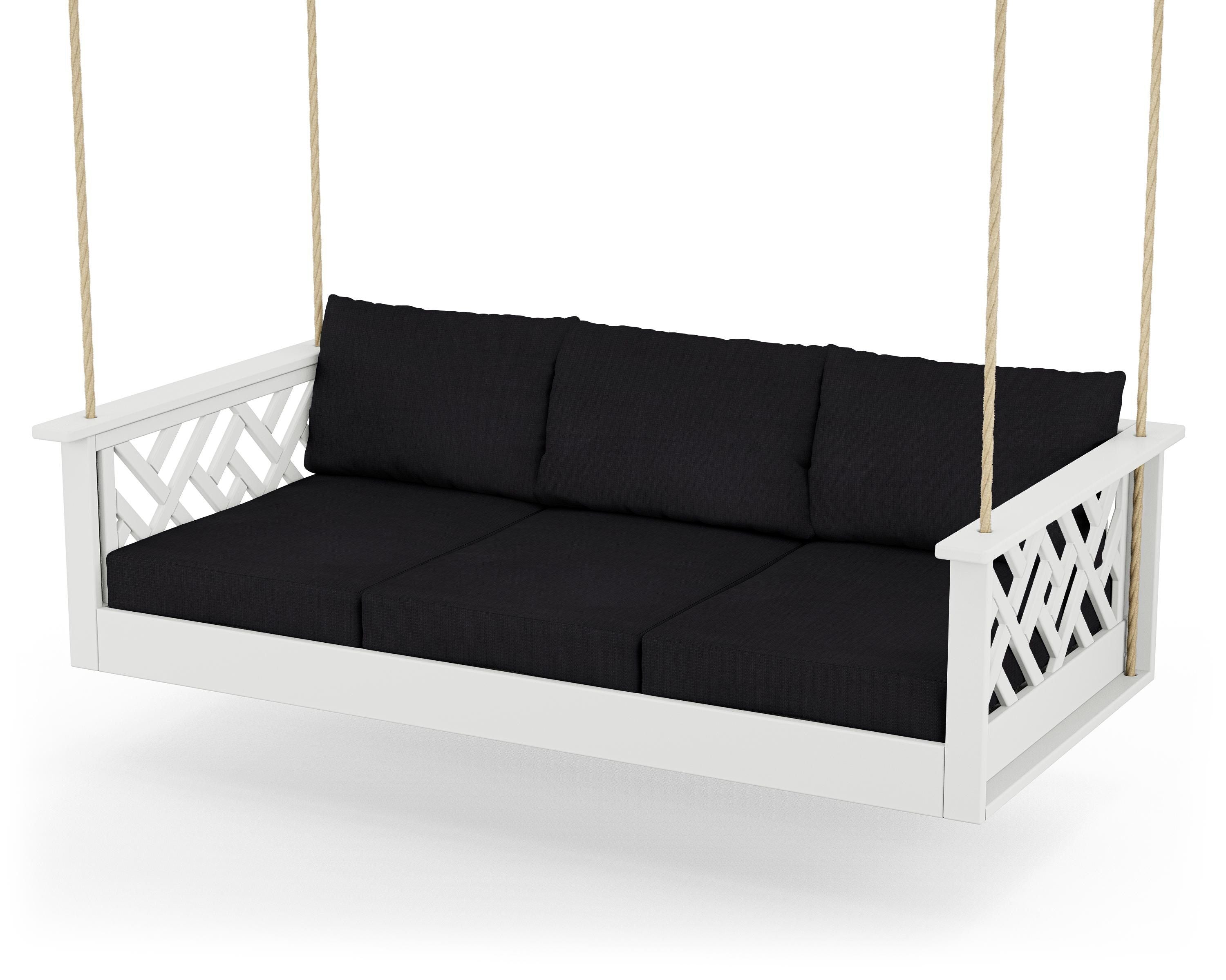 POLYWOOD® Chippendale Daybed Swing in White / Midnight Linen