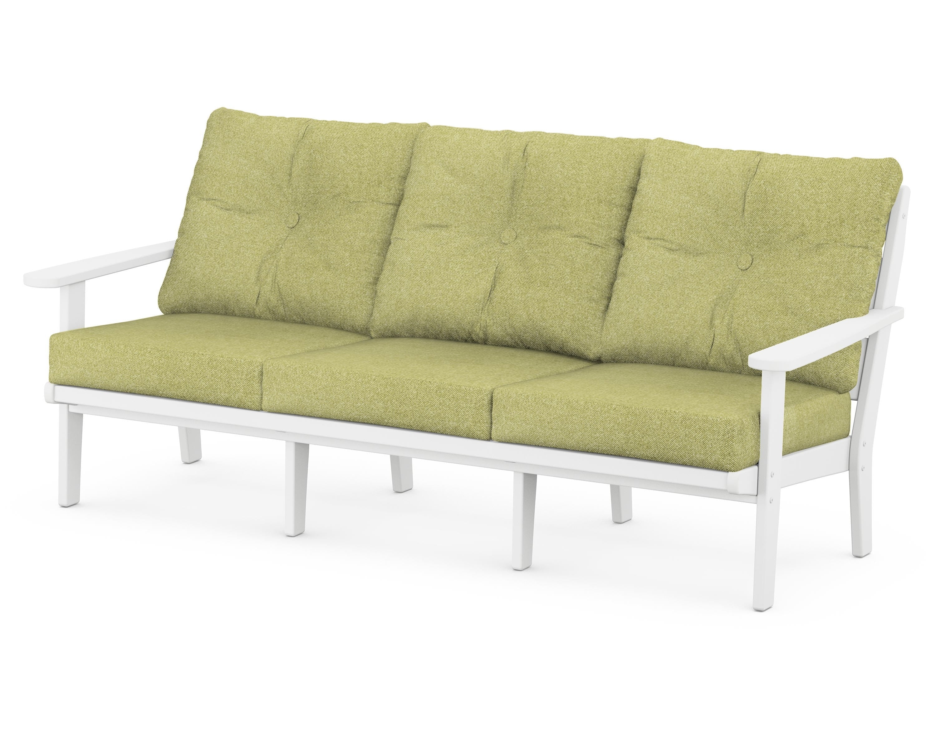 POLYWOOD® Lakeside Deep Seating Sofa in White / Chartreuse Boucle