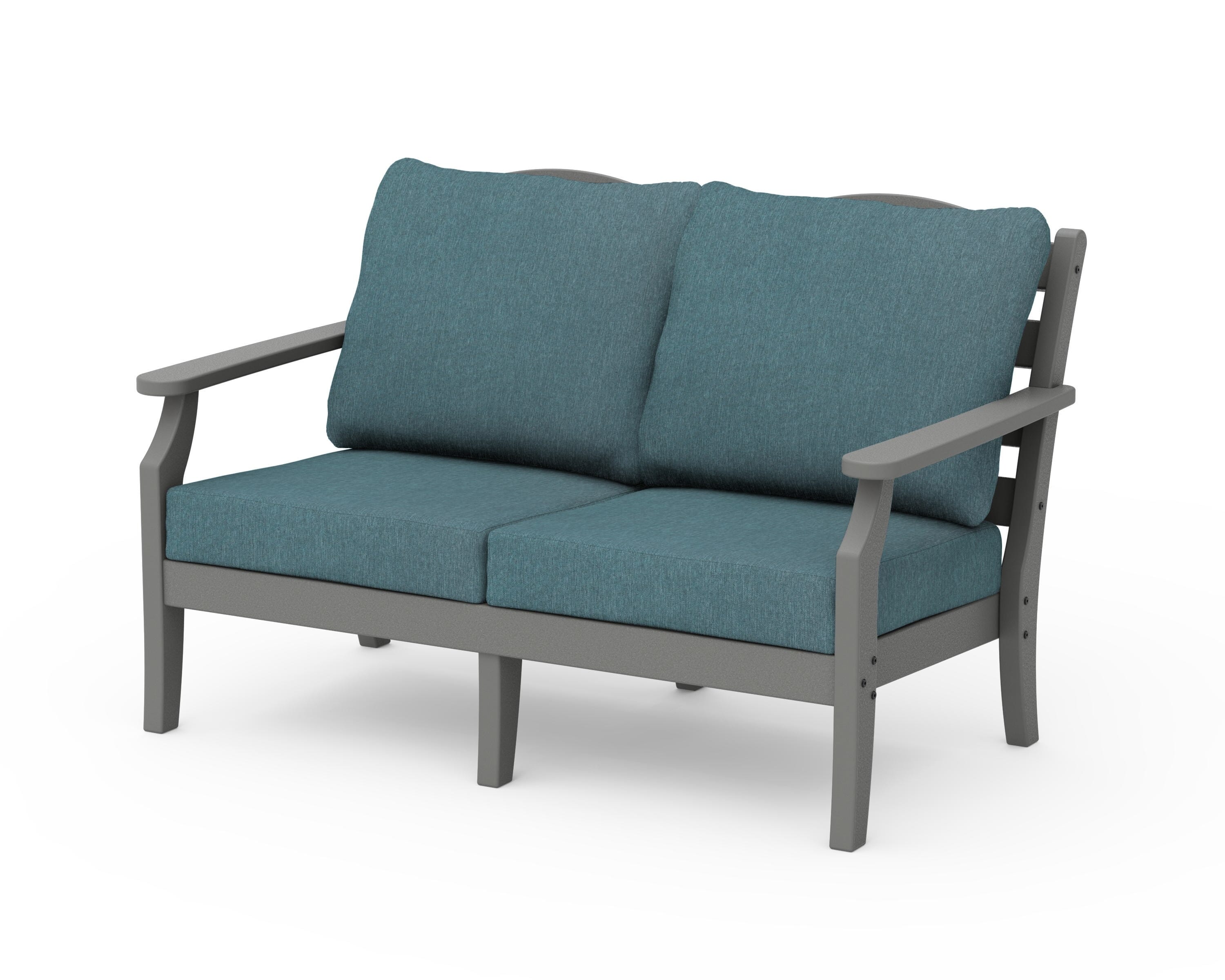Draper James™ by POLYWOOD® Savannah Deep Seating Loveseat in Slate Grey / Ocean Teal