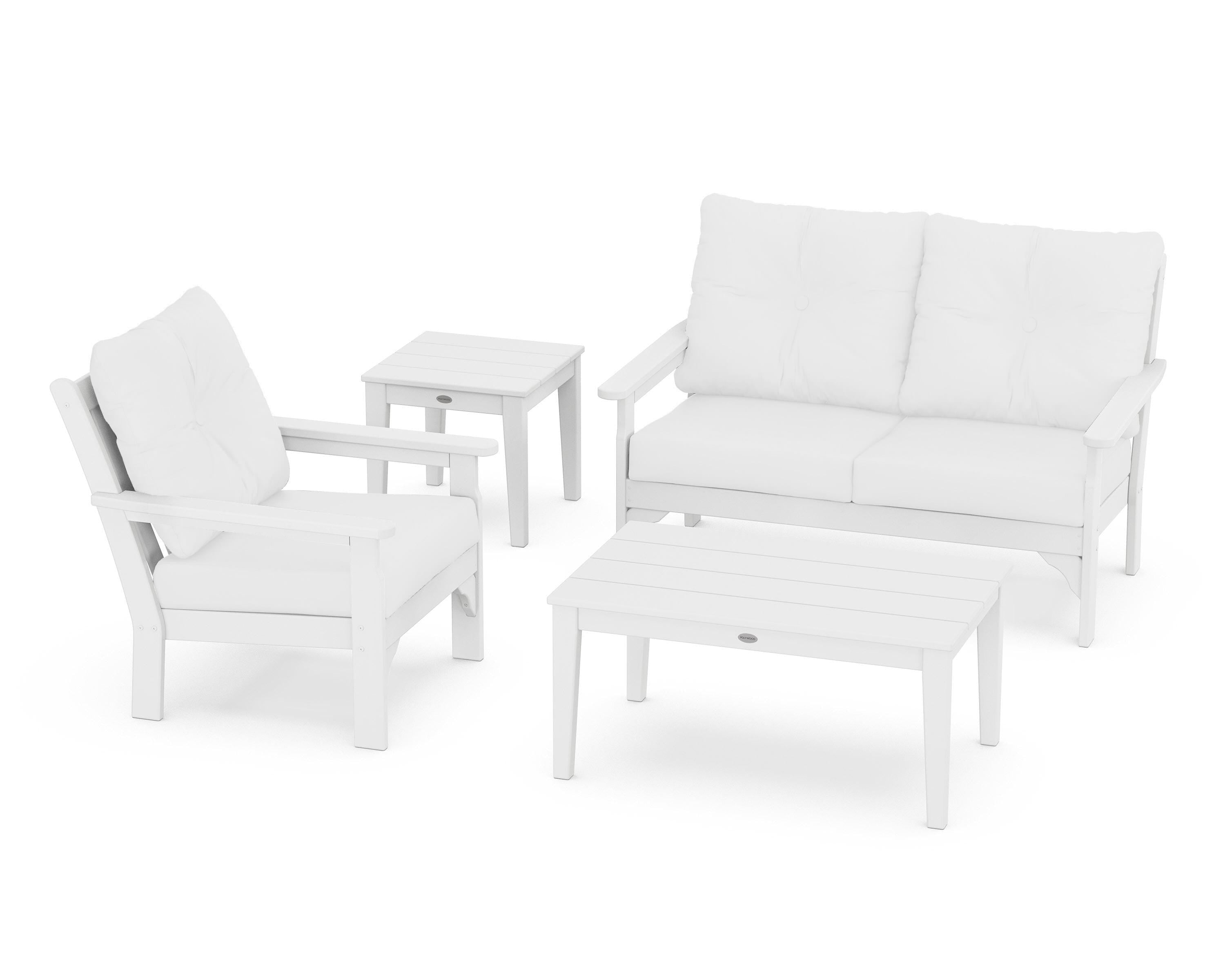 POLYWOOD® Vineyard 4-Piece Deep Seating Set in White / Natural