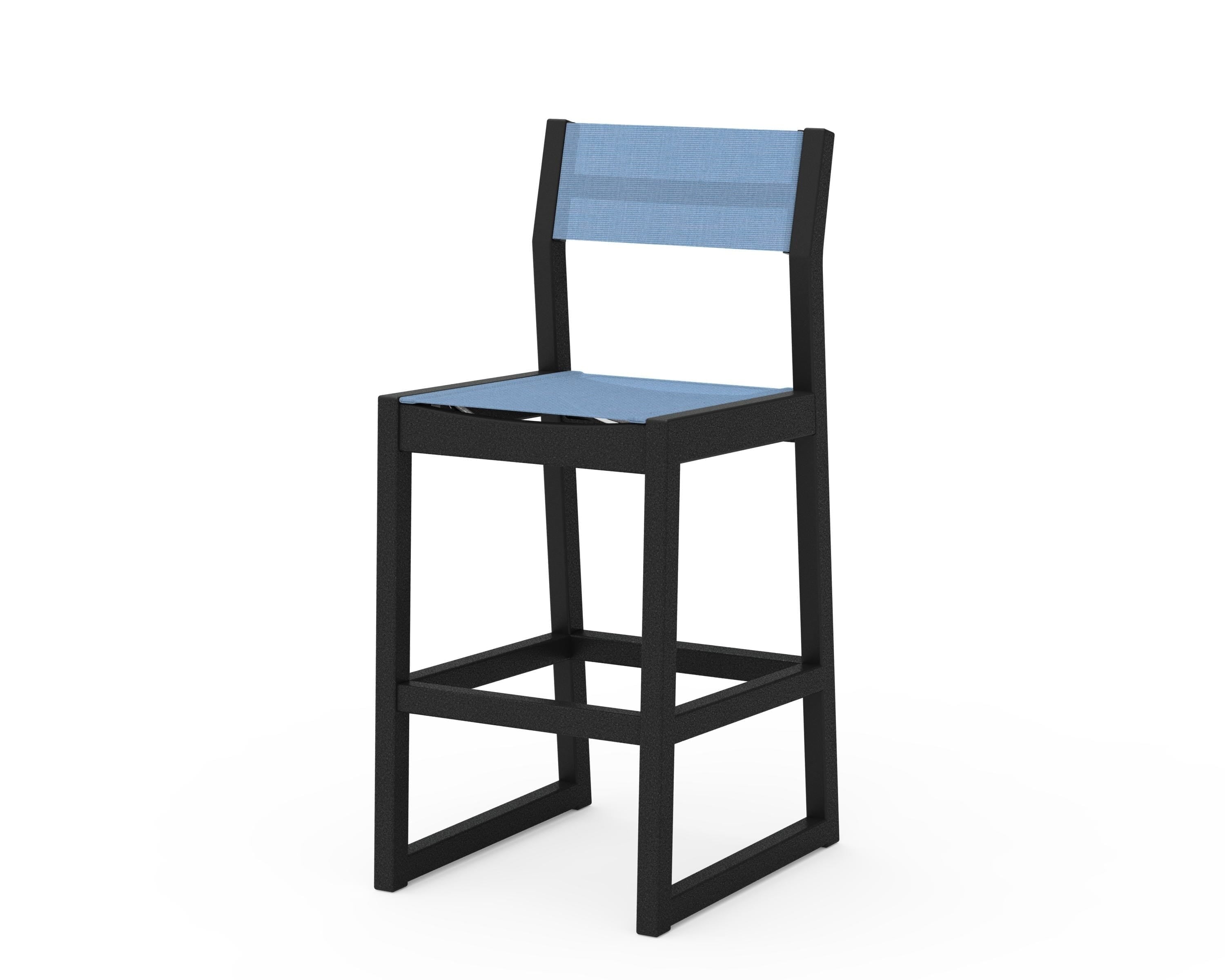 POLYWOOD® EDGE Sling Bar Side Chair in Black / Poolside Sling