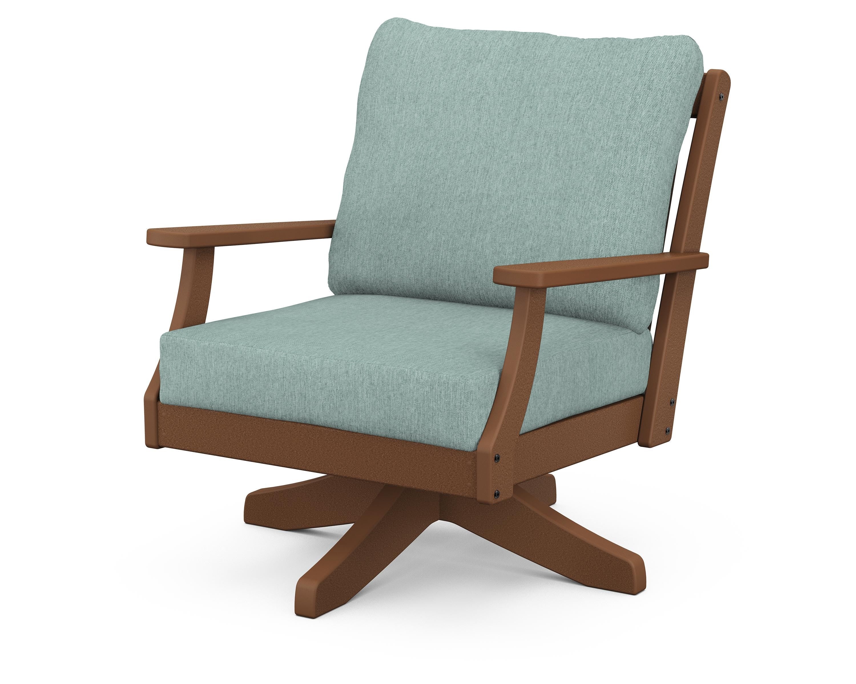 POLYWOOD® Braxton Deep Seating Swivel Chair in Teak / Glacier Spa