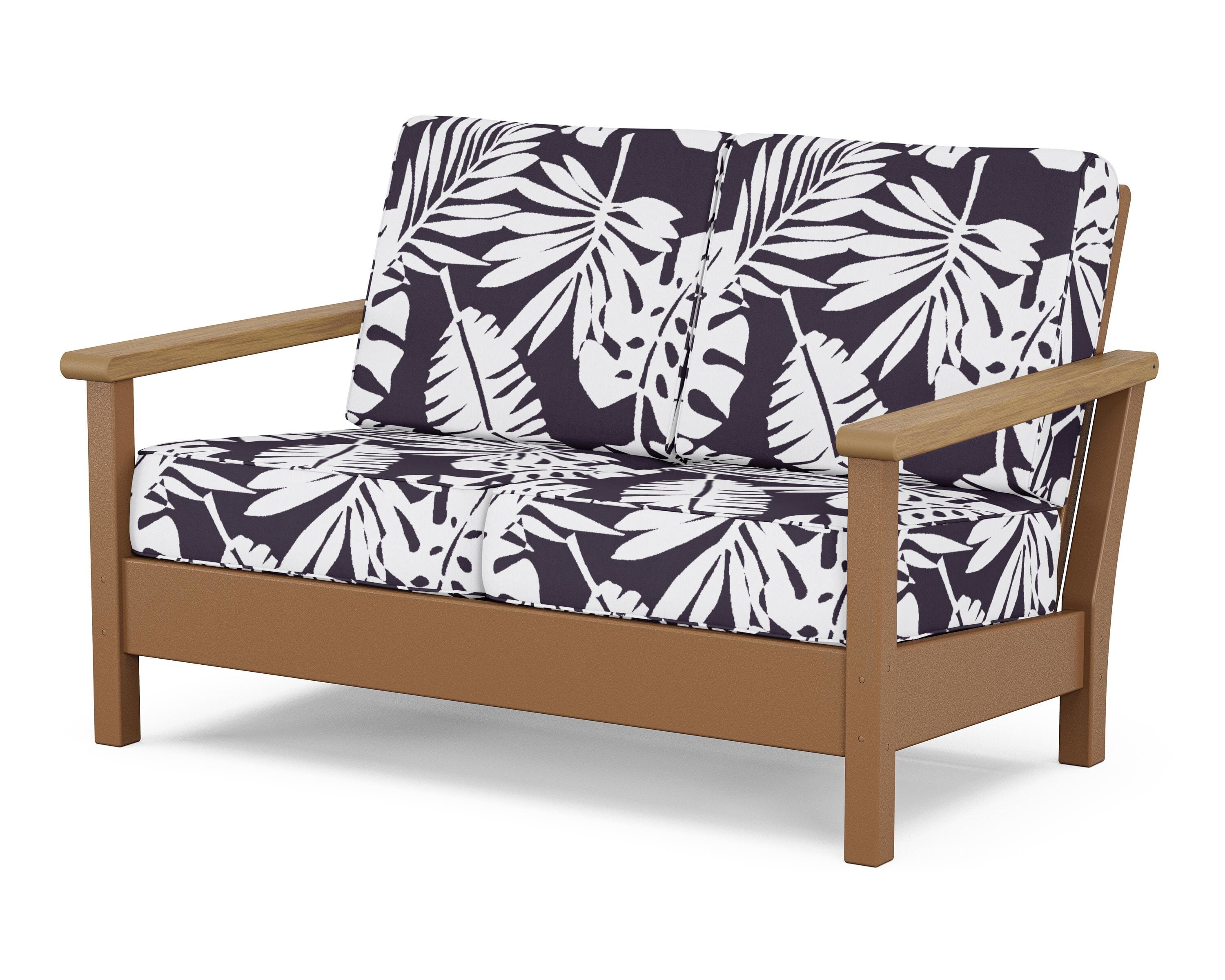POLYWOOD® Harbour Deep Seating Loveseat in Teak / Natural / Leaf Navy