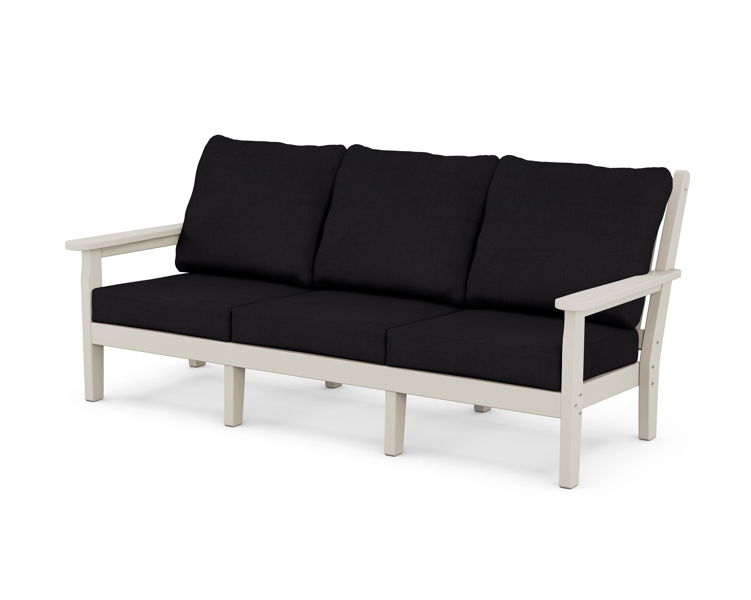 POLYWOOD® Chippendale Deep Seating Sofa in Sand / Midnight Linen