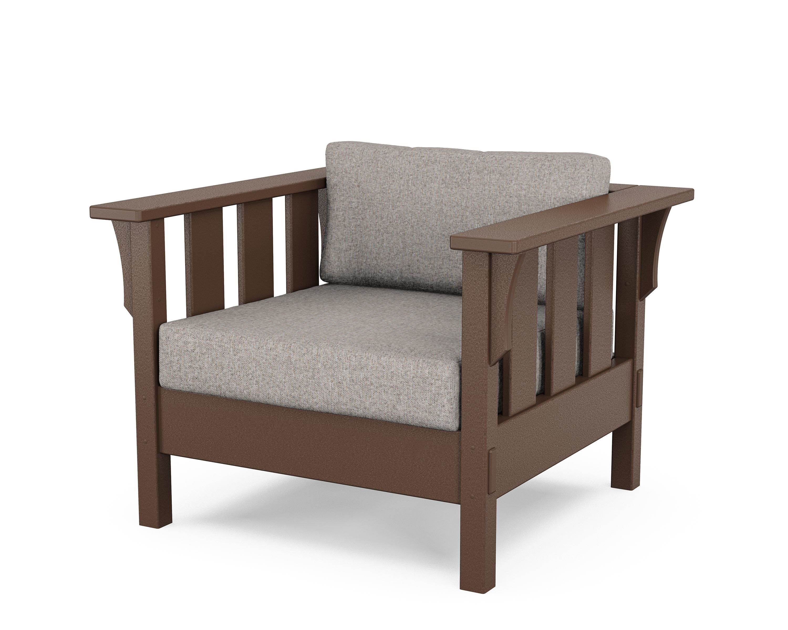Martha Stewart by POLYWOOD® Acadia Deep Seating Chair in Mahogany / Weathered Tweed