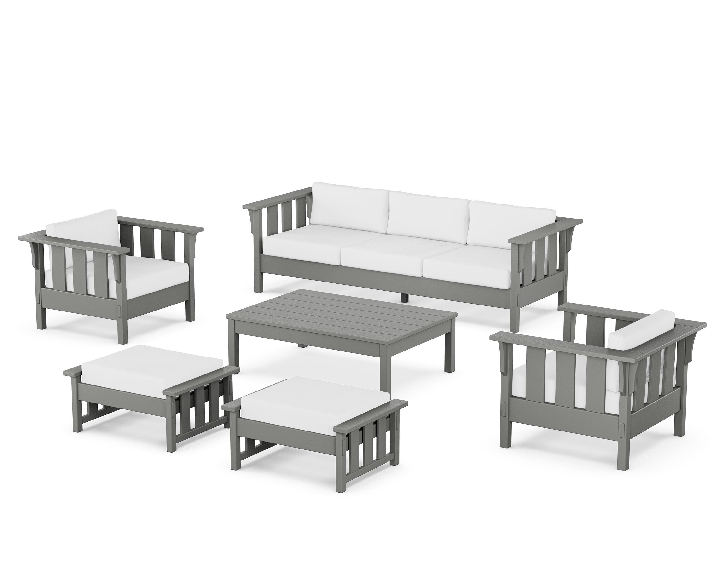 Martha Stewart by POLYWOOD® Acadia 6-Piece Lounge Sofa Set in Slate Grey / Natural