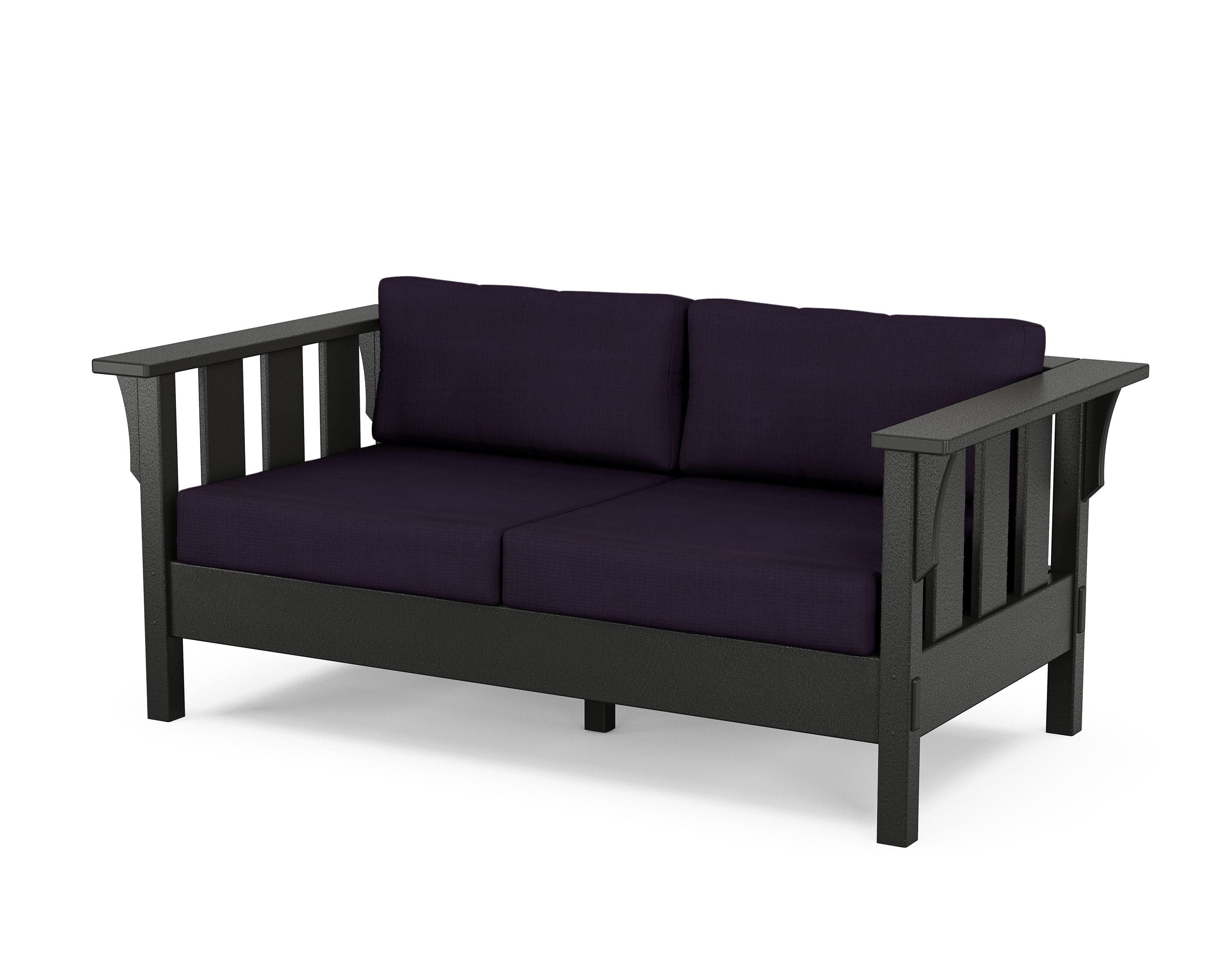 Martha Stewart by POLYWOOD® Acadia Deep Seating Loveseat in Black / Navy Linen