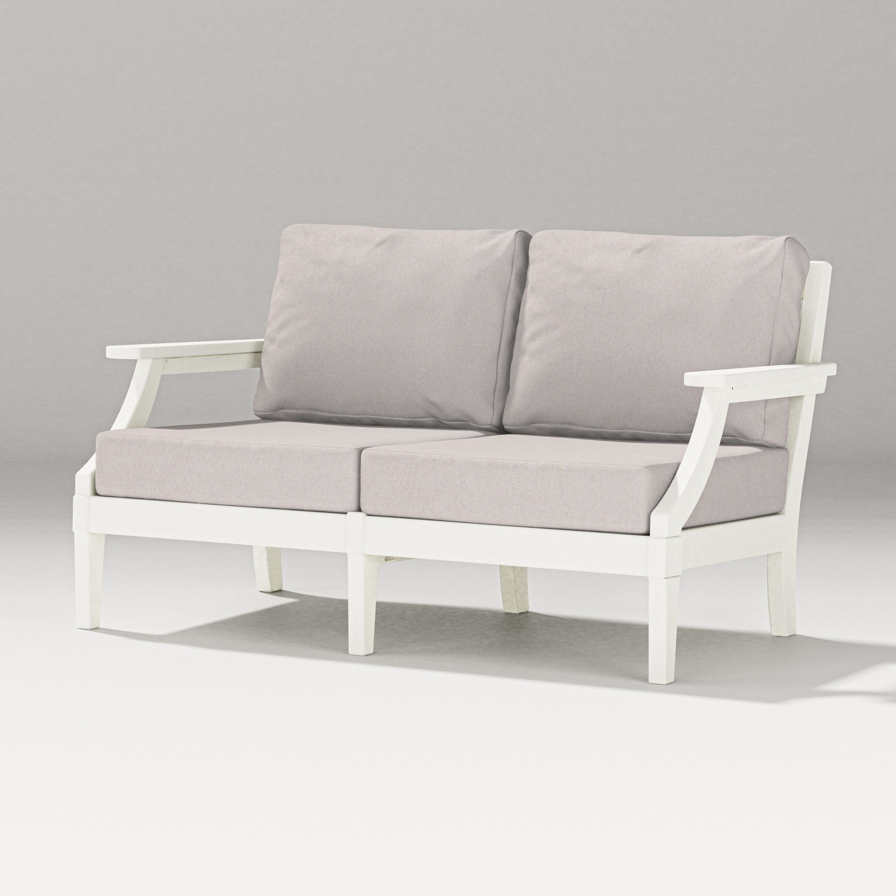 PW Designer Series Estate Loveseat in Vintage White / Dune Burlap
