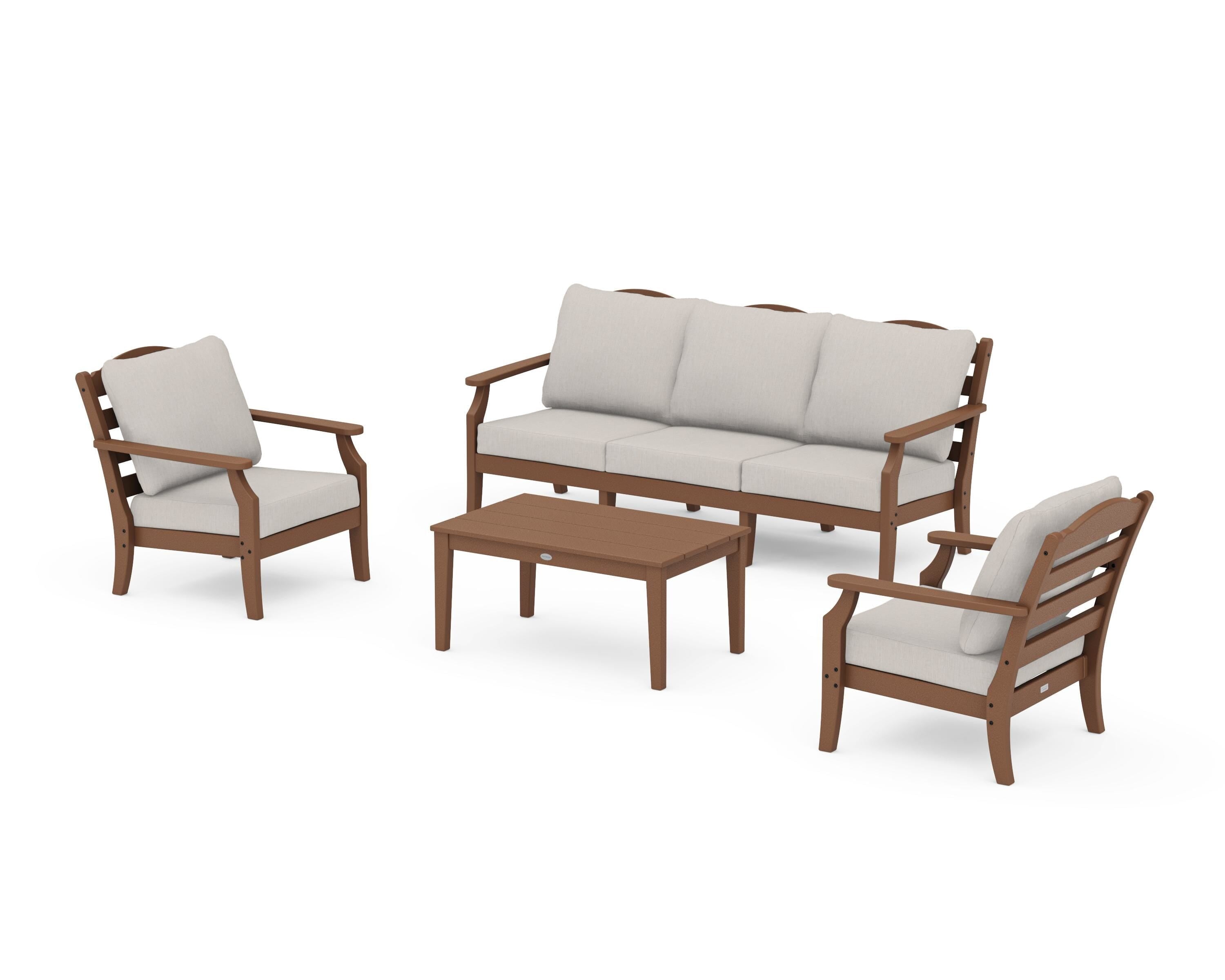 Draper James™ by POLYWOOD® Savannah 4-Piece Deep Seating Set with Sofa in Teak / Cast Ash