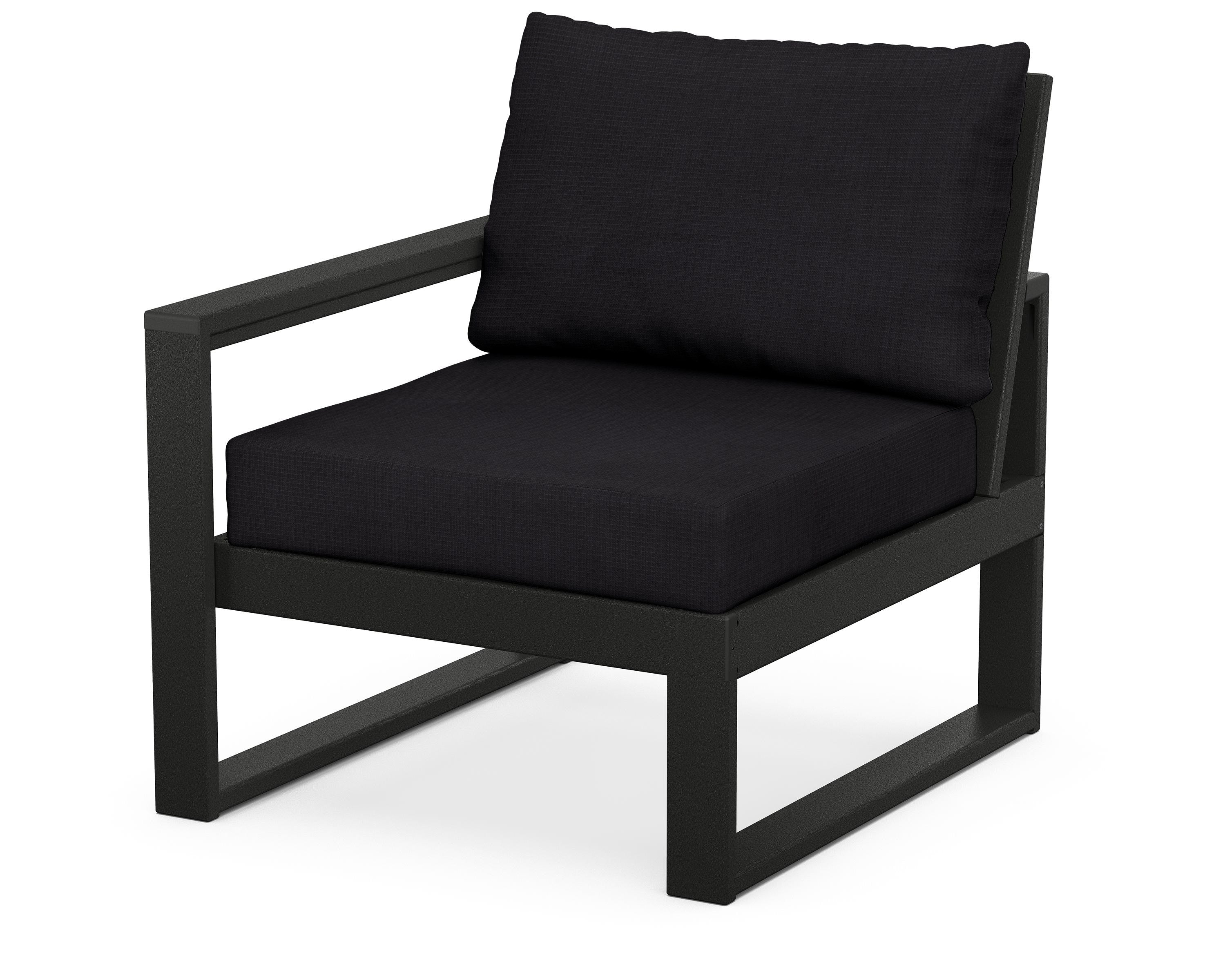 POLYWOOD® EDGE Modular Left Arm Chair in Black / Midnight Linen