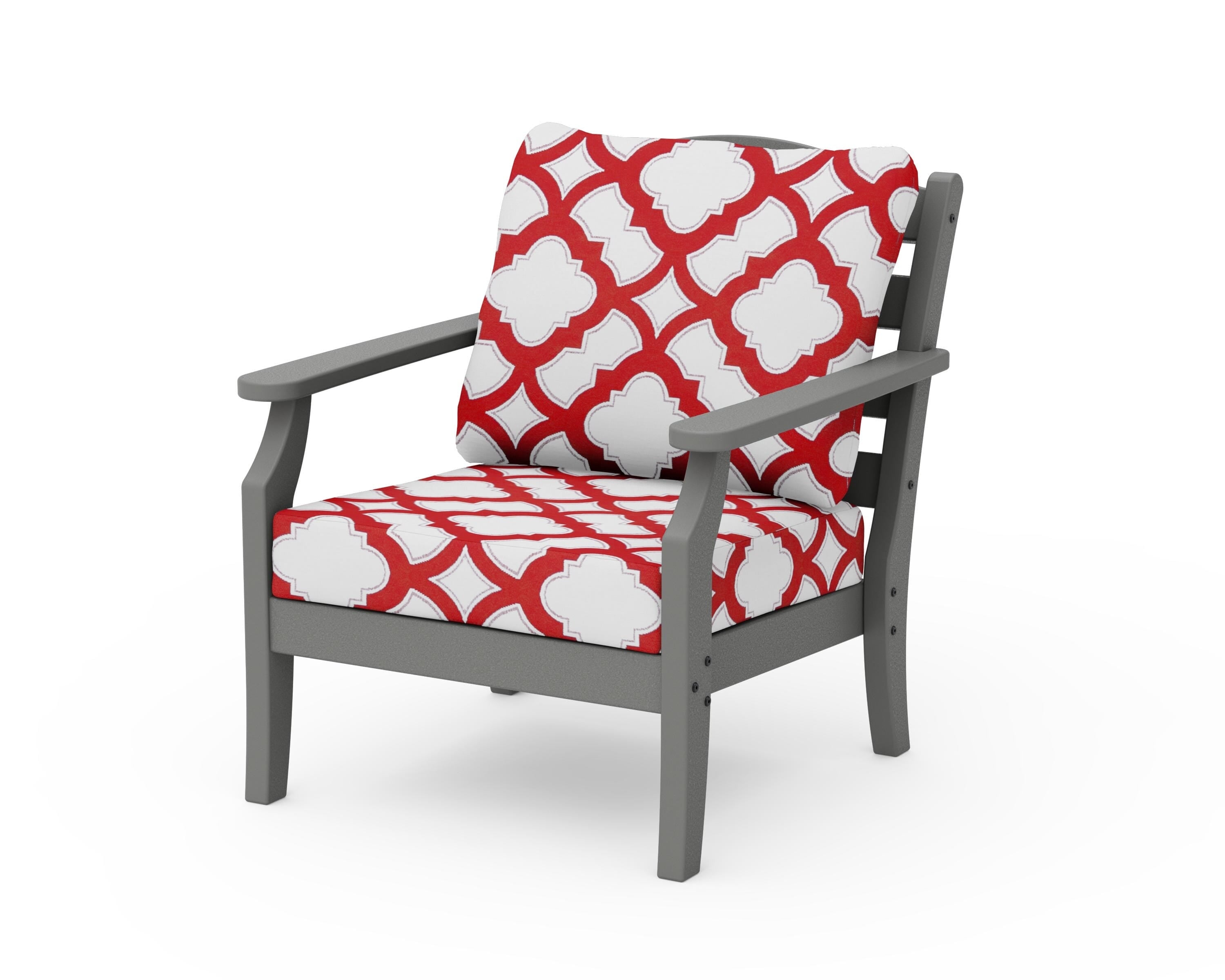 Draper James™ by POLYWOOD® Savannah Deep Seating Chair in Slate Grey / Trellis Crimson