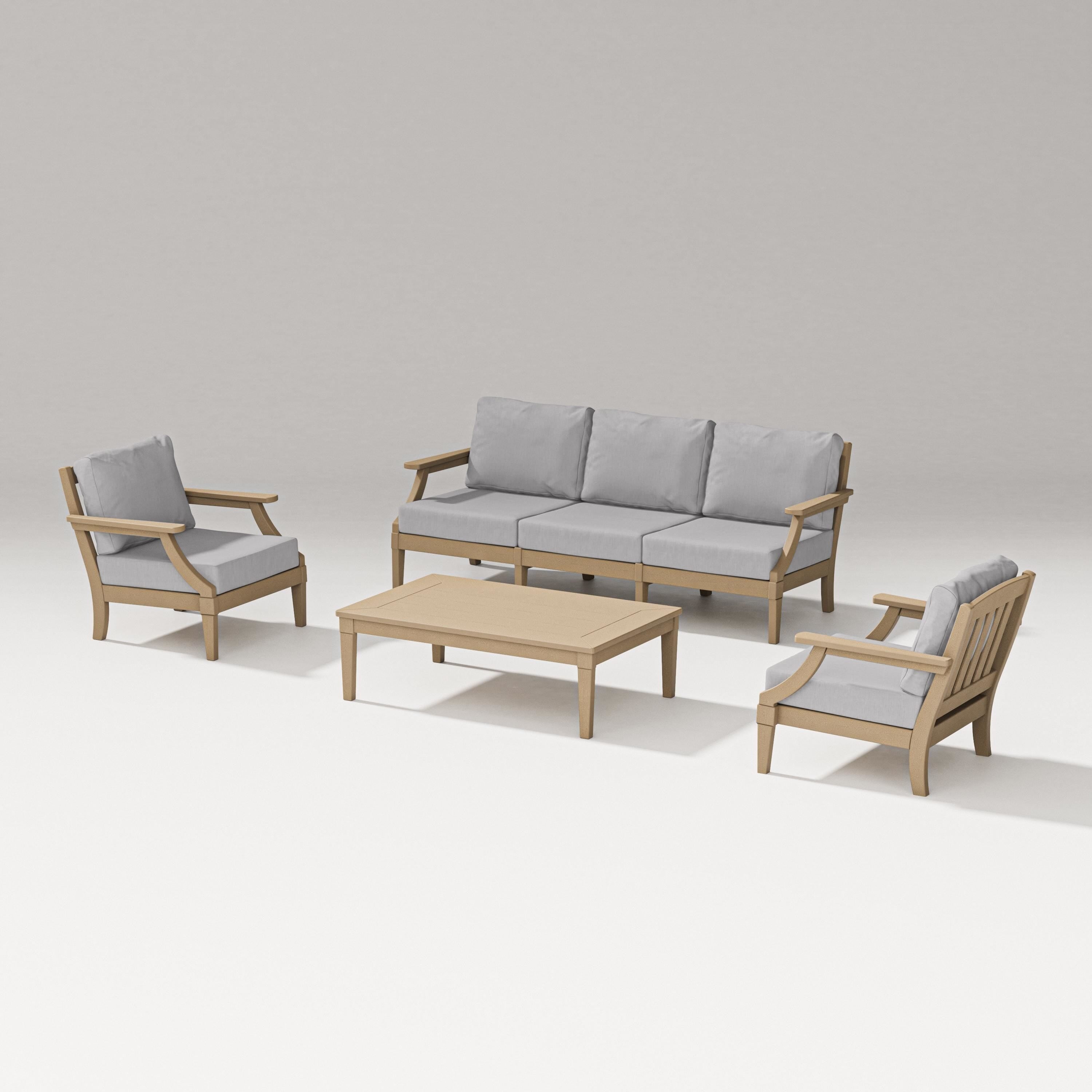 PW Designer Series Estate 4-Piece Lounge Sofa Set in Vintage Sahara / Granite