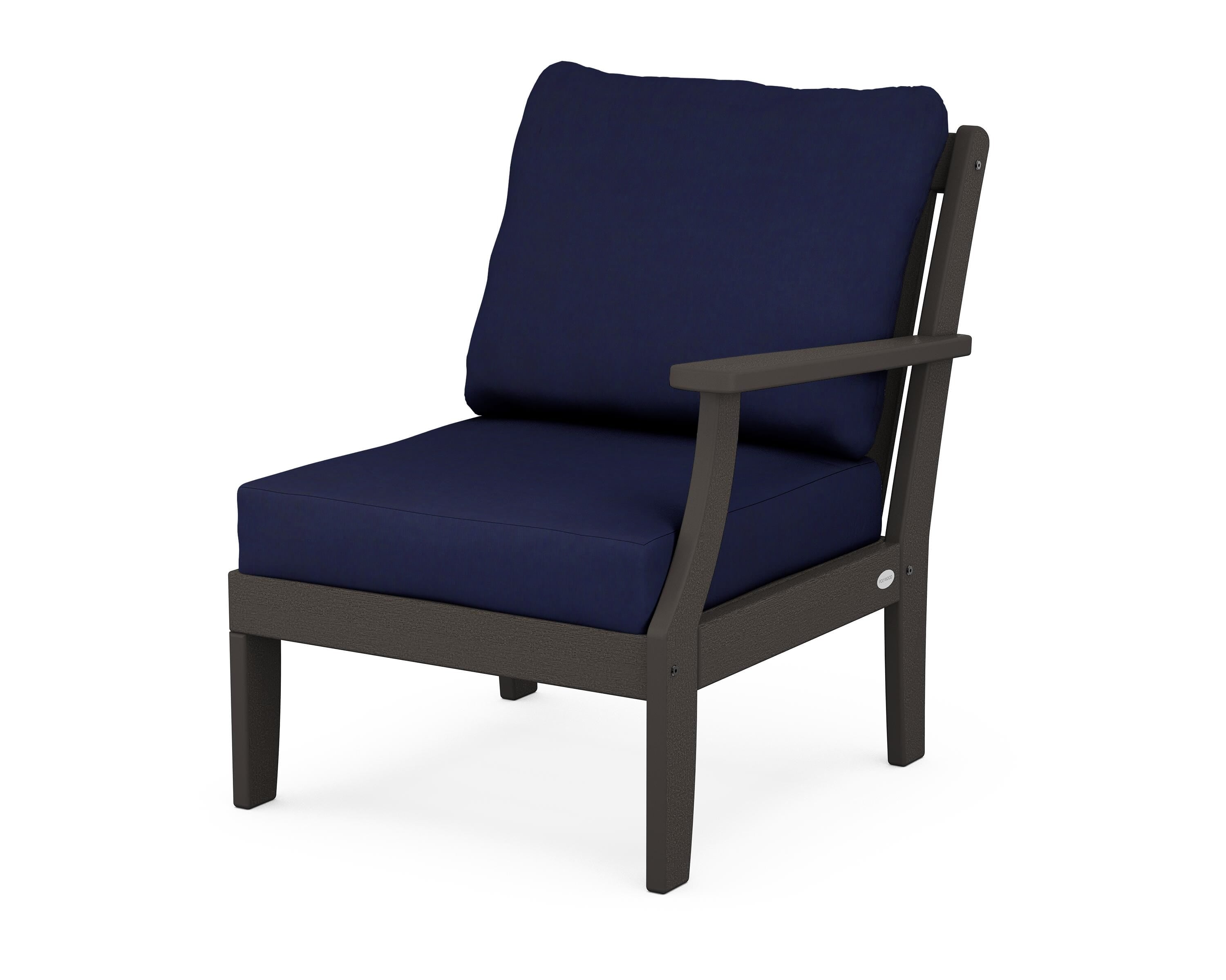 POLYWOOD® Braxton Modular Right Arm Chair in Vintage Coffee / Navy