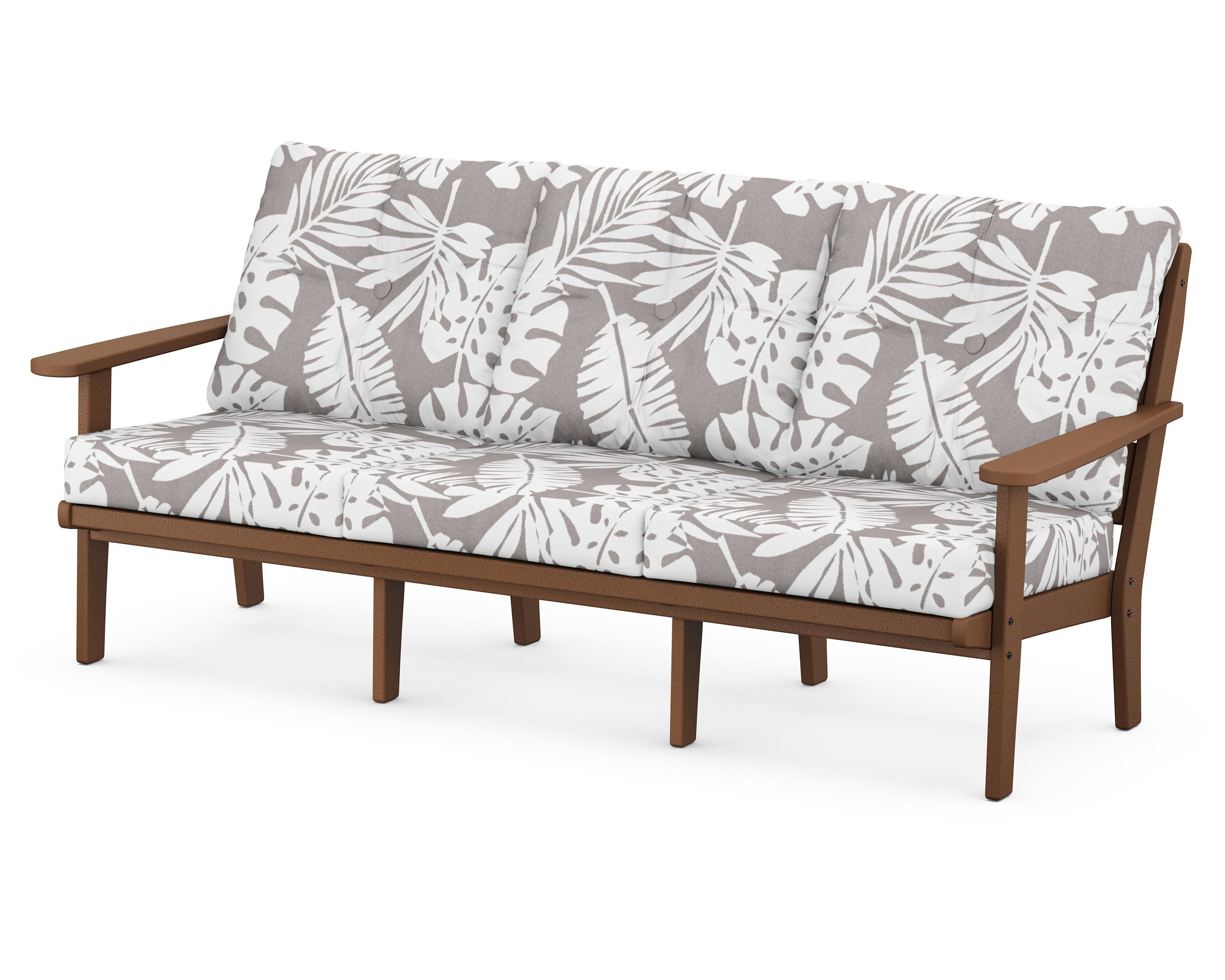 POLYWOOD® Lakeside Deep Seating Sofa in Teak / Leaf Grey Mist