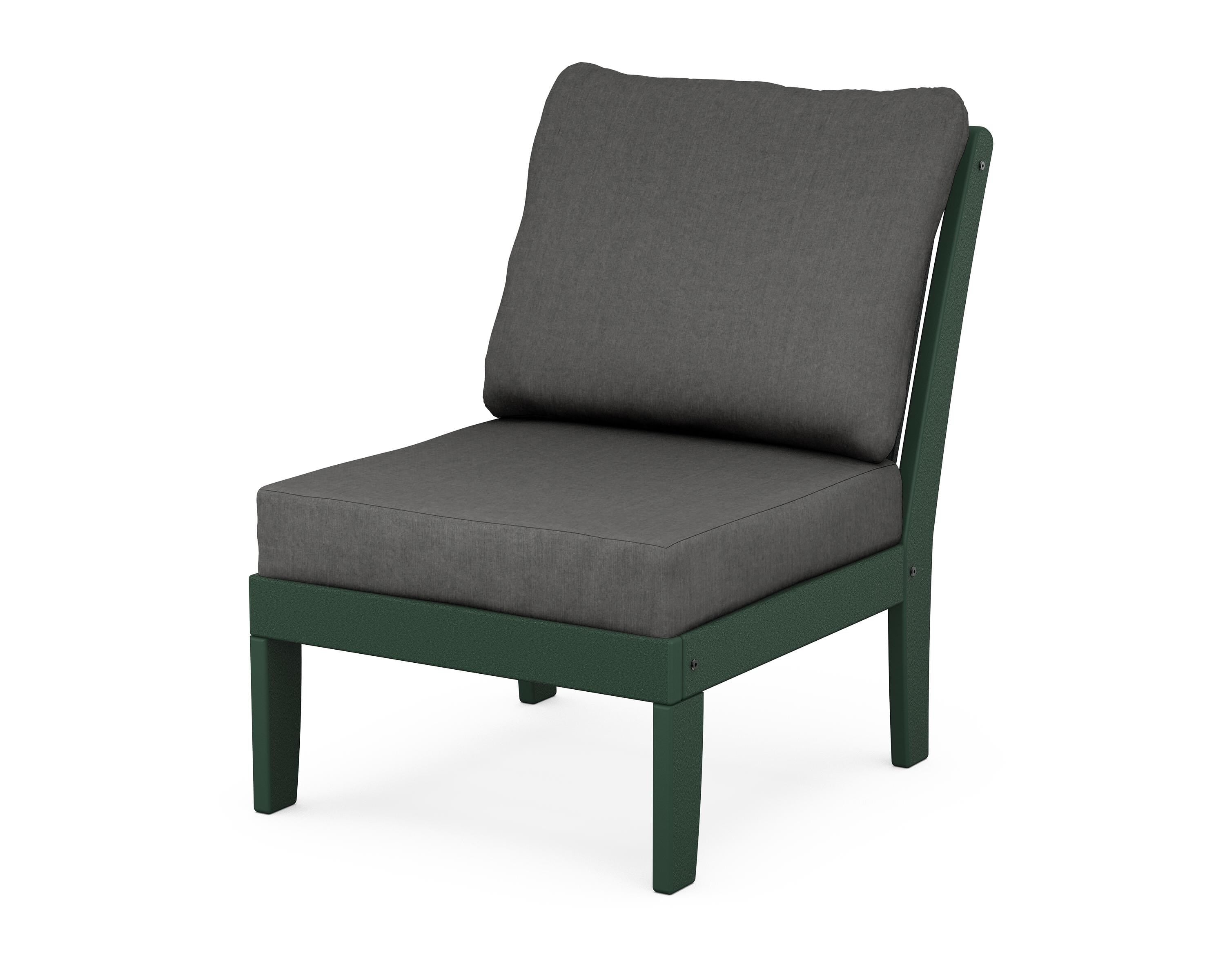 POLYWOOD® Braxton Modular Armless Chair in Green / Spectrum Carbon